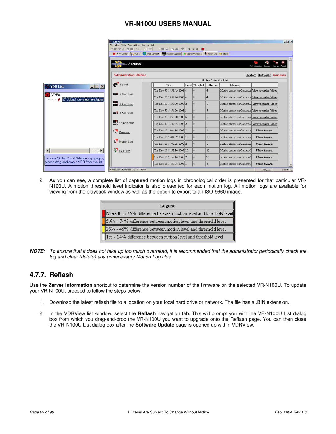 JVC VR-N100U user manual Reflash 