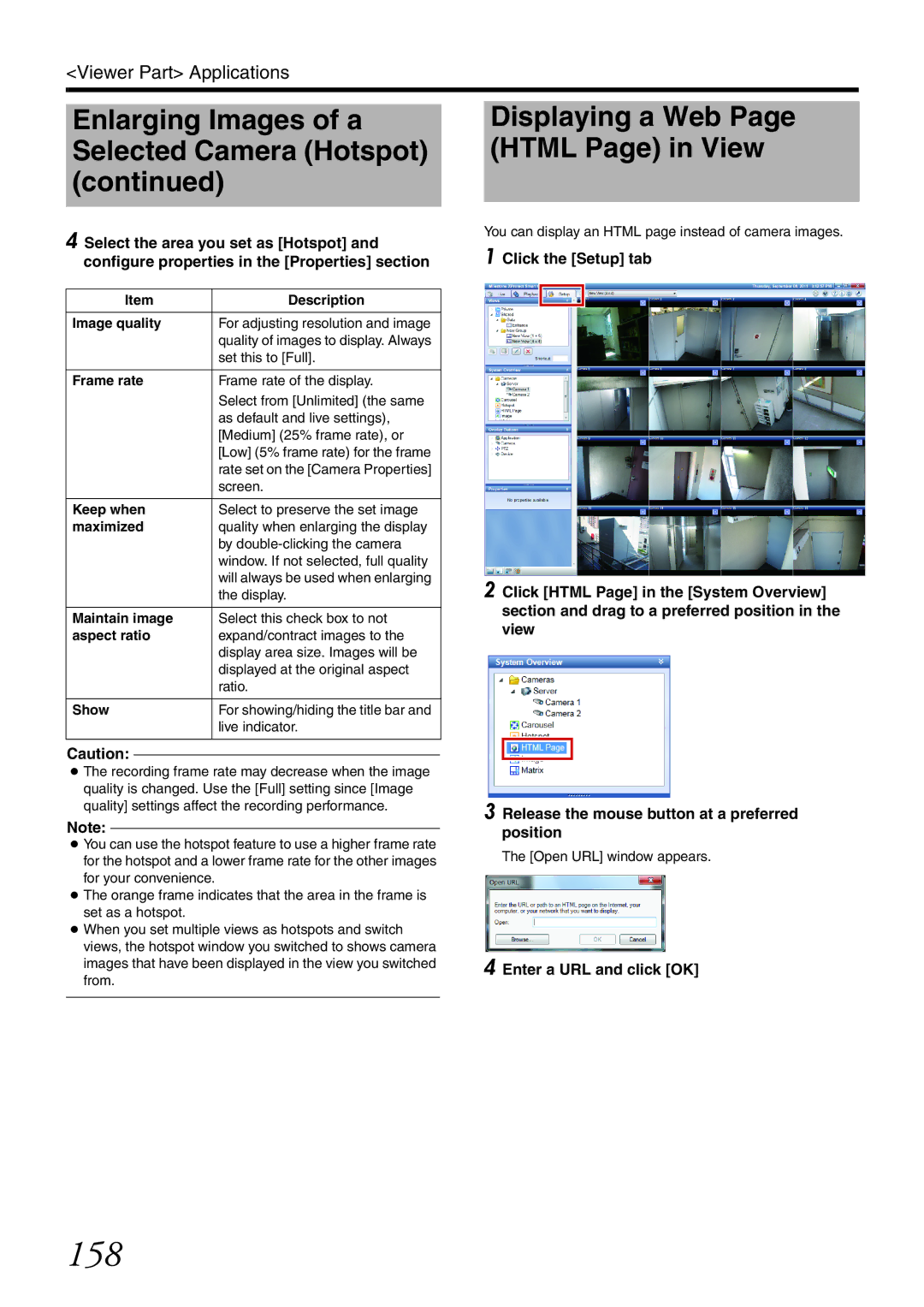 JVC VR-X3200U, VR-X1600U manual 158, Displaying a Web Page Html Page in View, Enter a URL and click OK 