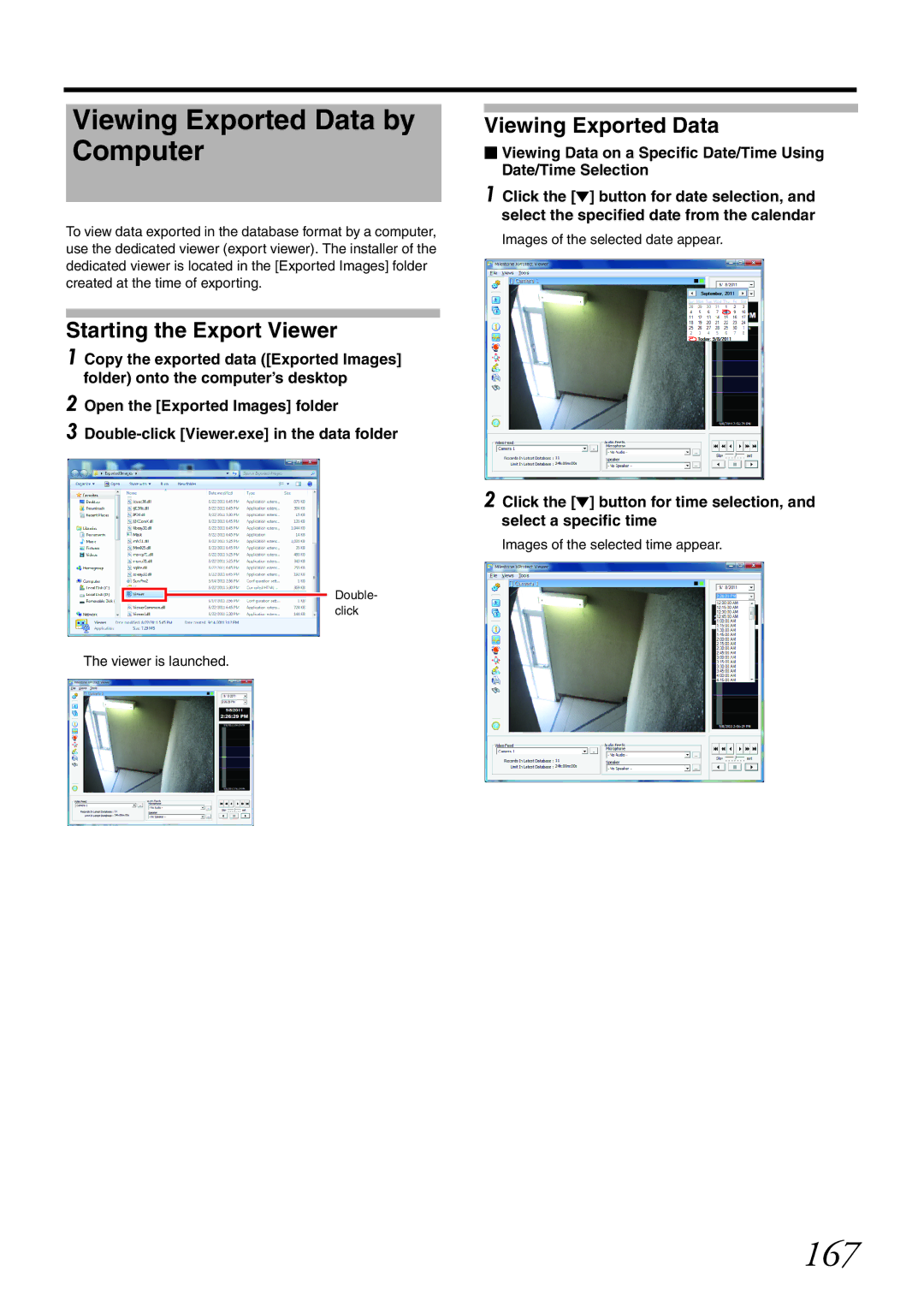 JVC VR-X1600U, VR-X3200U manual 167, Viewing Exported Data by Computer, Starting the Export Viewer 