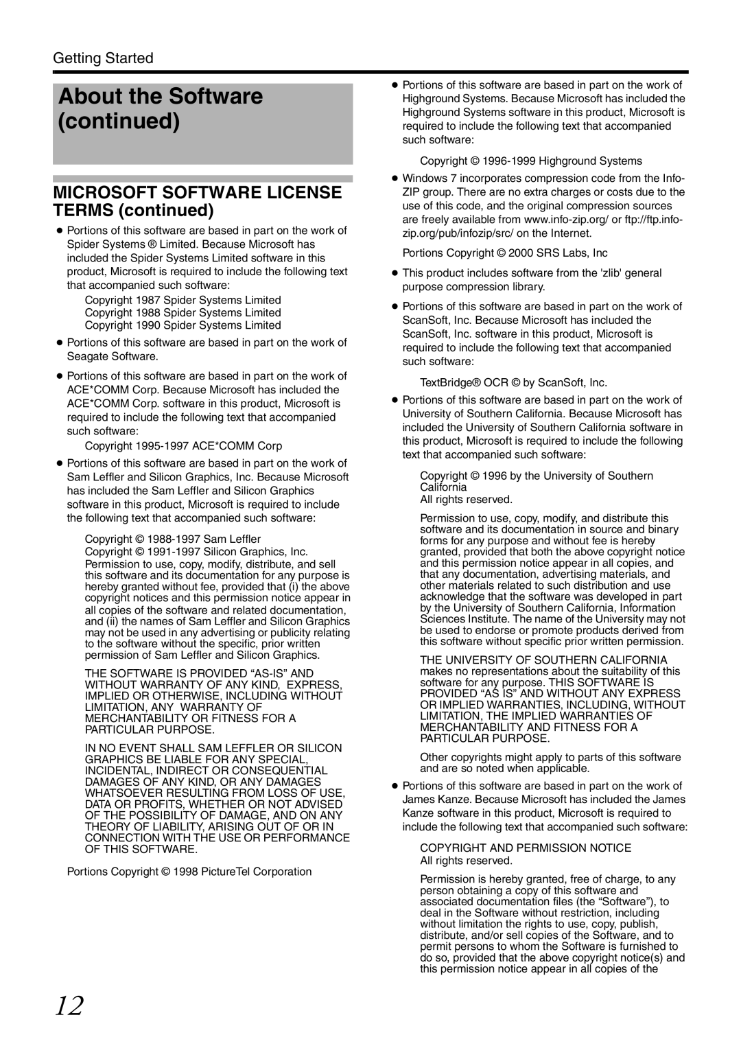 JVC VR-X3200U, VR-X1600U manual Microsoft Software License Terms, Copyright and Permission Notice 