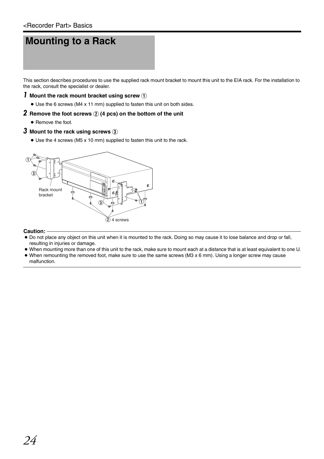 JVC VR-X3200U, VR-X1600U Mounting to a Rack, Mount the rack mount bracket using screw a, Mount to the rack using screws C 