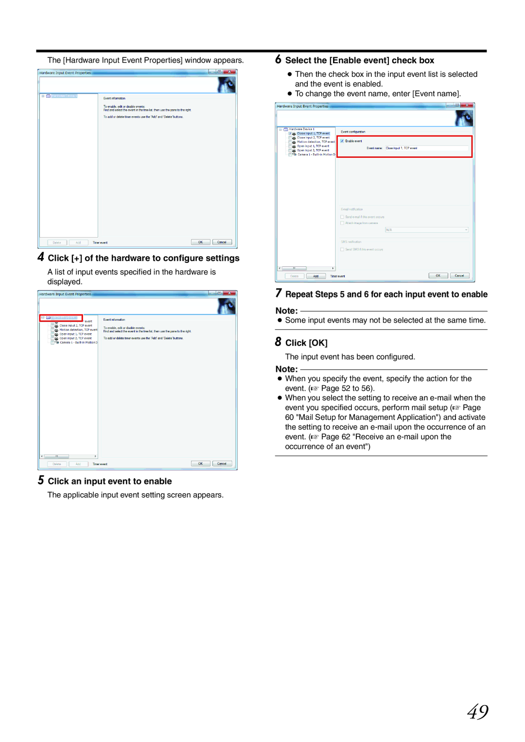 JVC VR-X1600U, VR-X3200U manual Click + of the hardware to configure settings, Click an input event to enable 