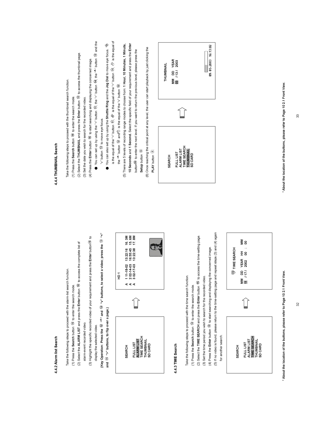 JVC VR601 instruction manual Alarm list Search, Thumbnail Search, Time Search 