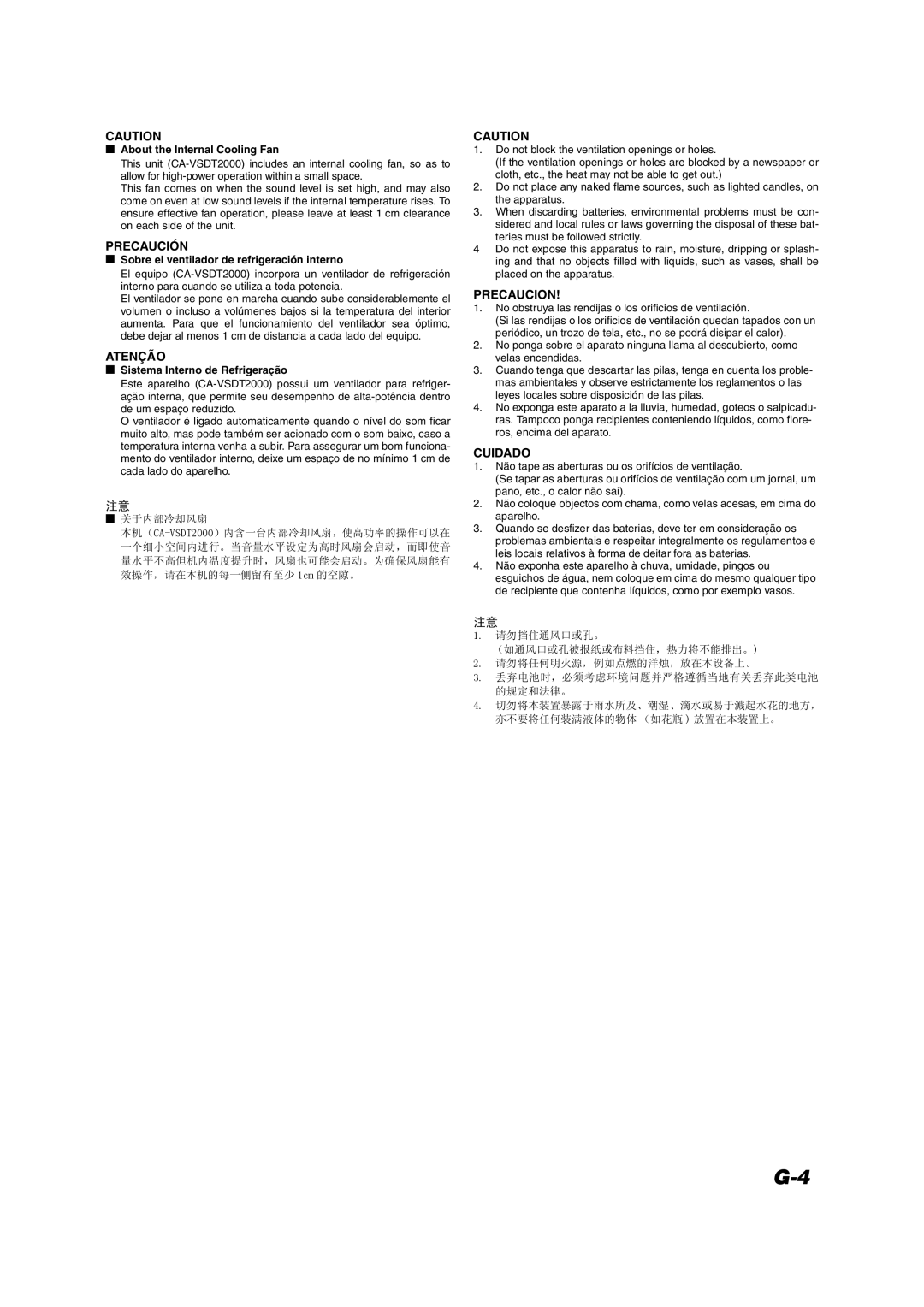 JVC VS-DT2000 manual Atenção 