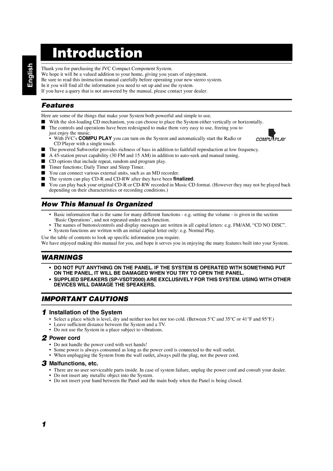 JVC VS-DT2000 manual Introduction, Features, How This Manual Is Organized 