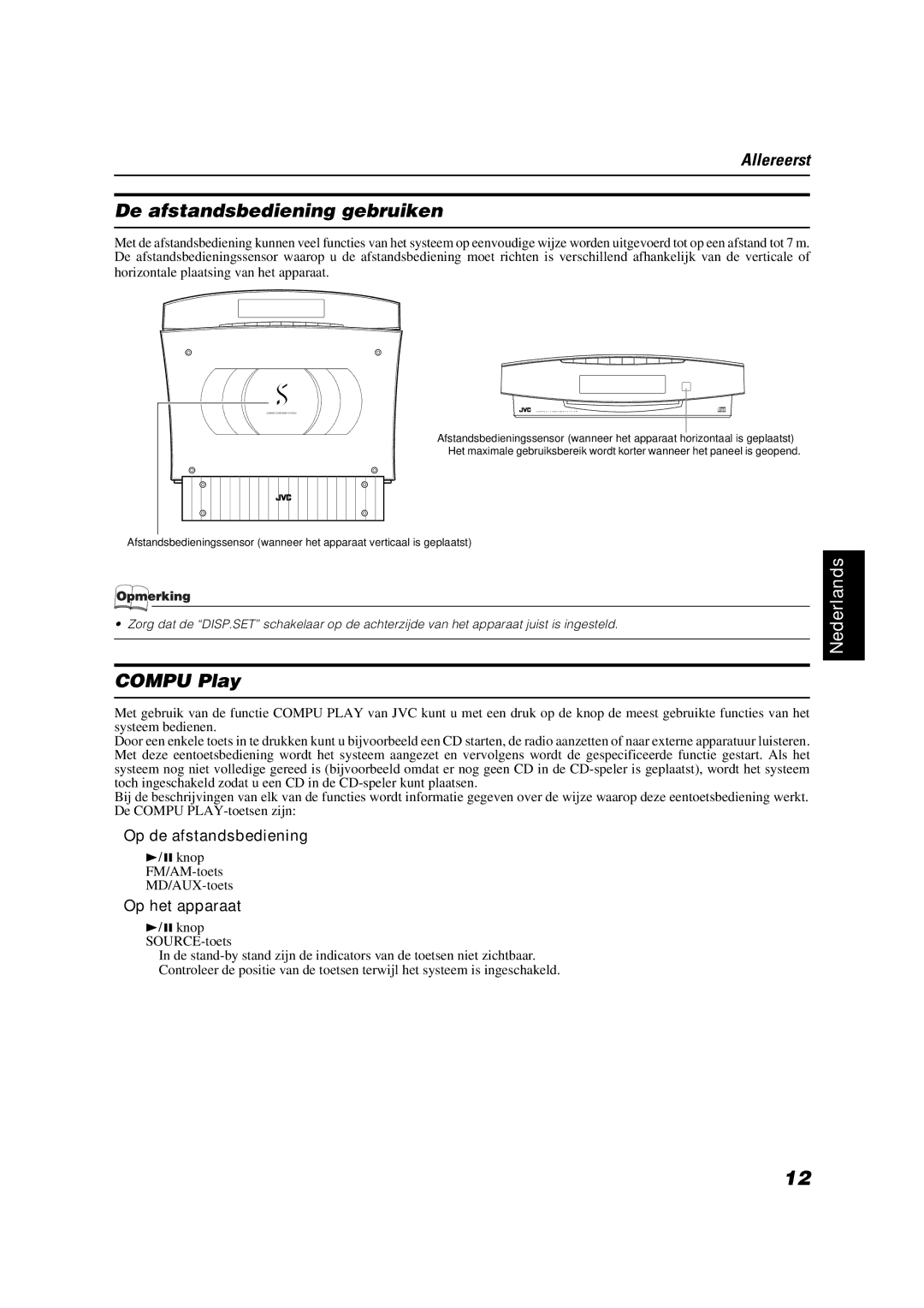 JVC VS-DT2000R manual De afstandsbediening gebruiken, Compu Play 