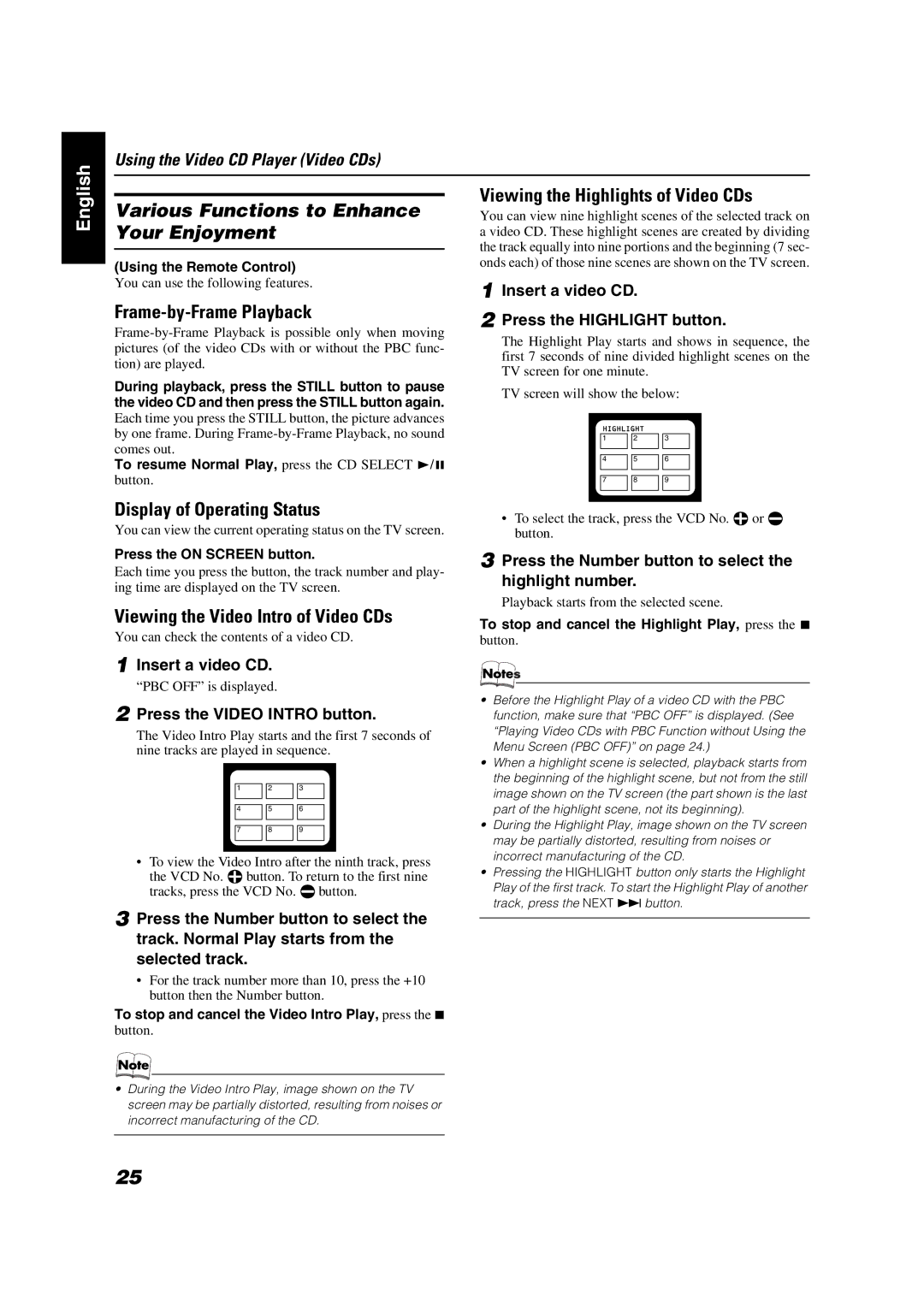 JVC VS-DT68V, VS-DT88V Various Functions to Enhance Your Enjoyment, Frame-by-Frame Playback, Display of Operating Status 