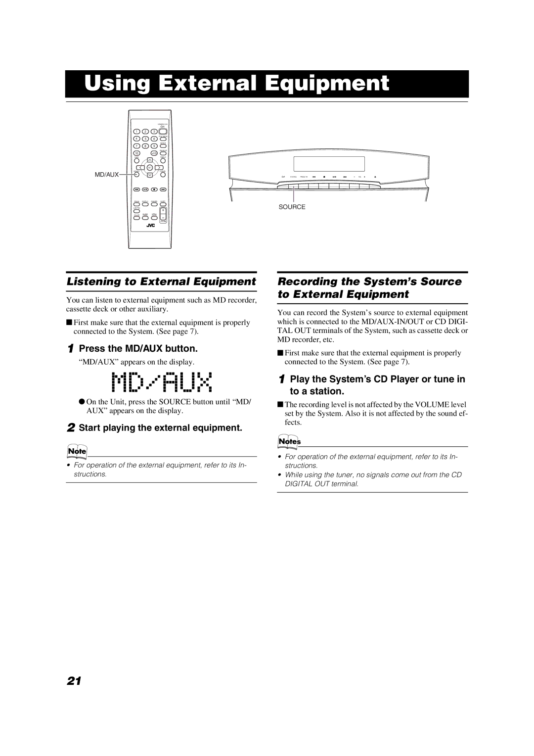 JVC VS-DT6/VS-DT8 manual Using External Equipment, Listening to External Equipment 