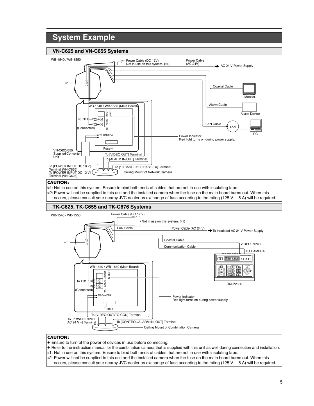 JVC WB-1550, WB-1540 manual System Example, VN-C625 and VN-C655 Systems 