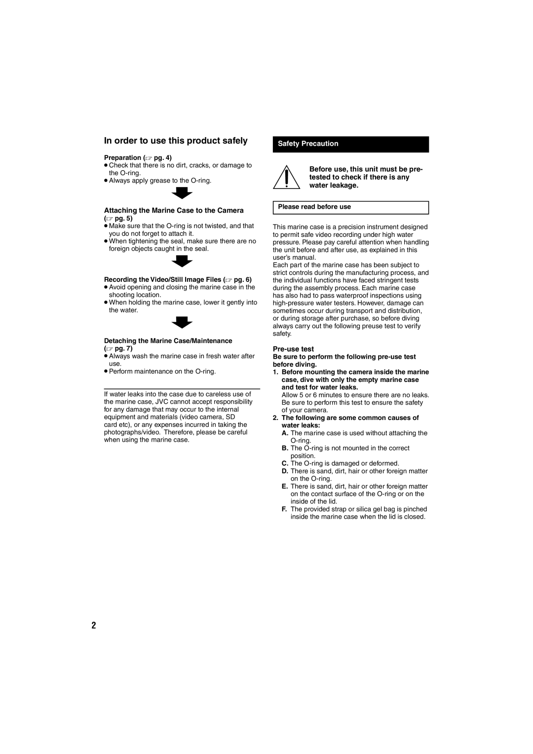 JVC WR-MG88U manuel dutilisation Safety Precaution, Pre-use test 