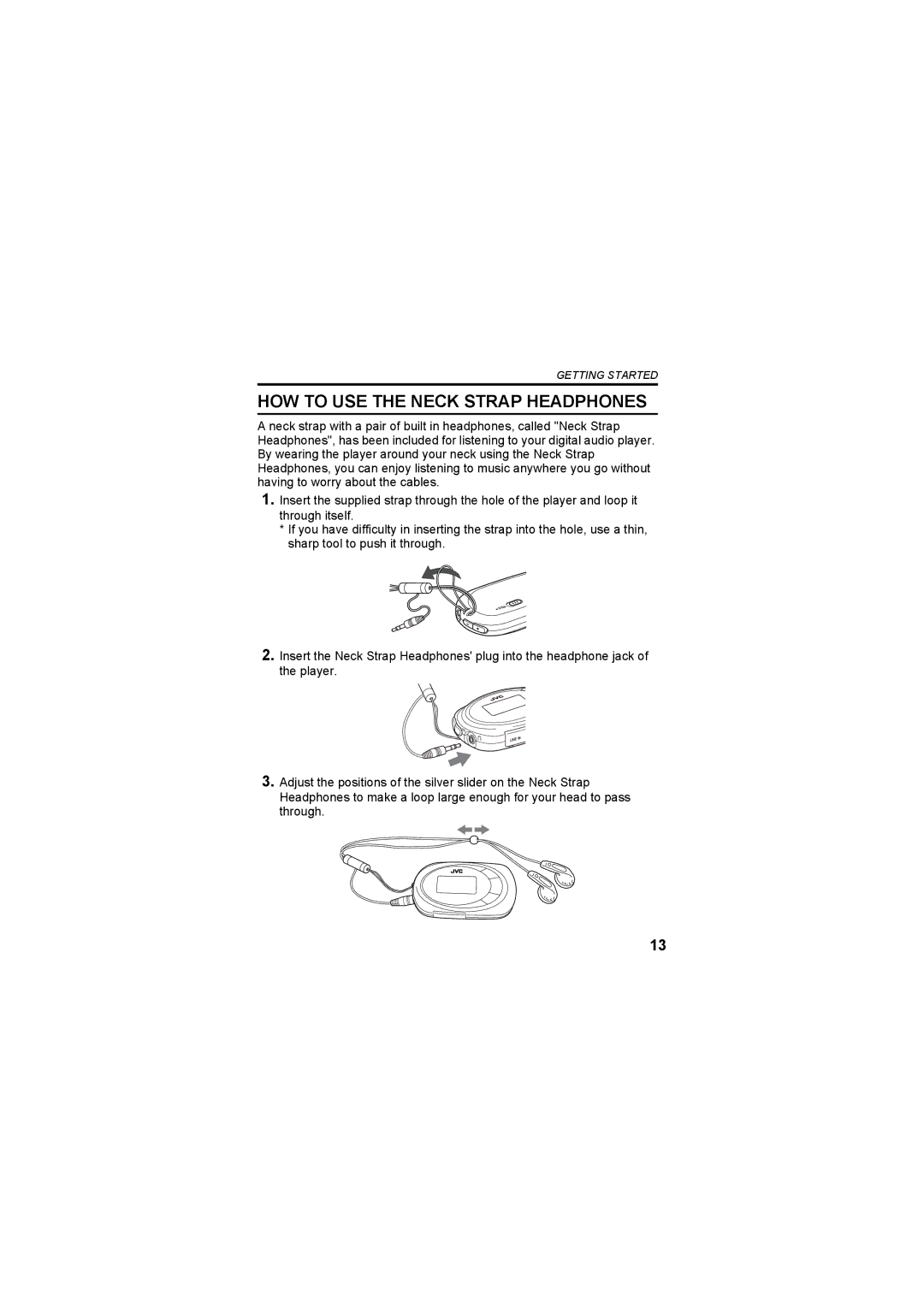 JVC XA-F57A, XA-F107A manual HOW to USE the Neck Strap Headphones 