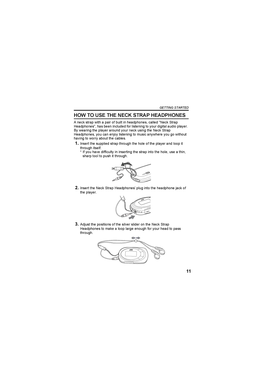 JVC XA-F57A, XA-F107A manual HOW to USE the Neck Strap Headphones 