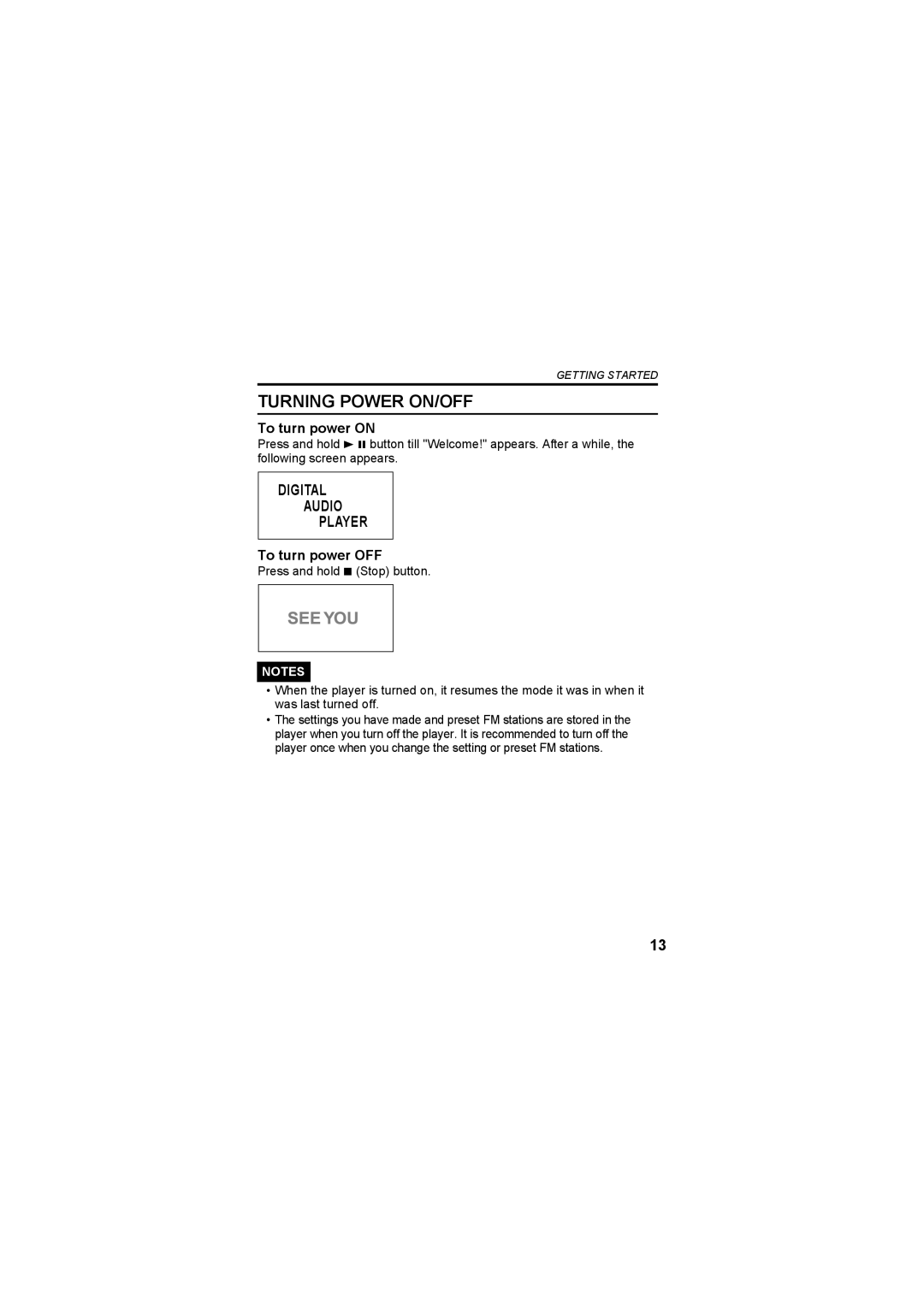 JVC XA-F57A, XA-F107A manual Turning Power ON/OFF 