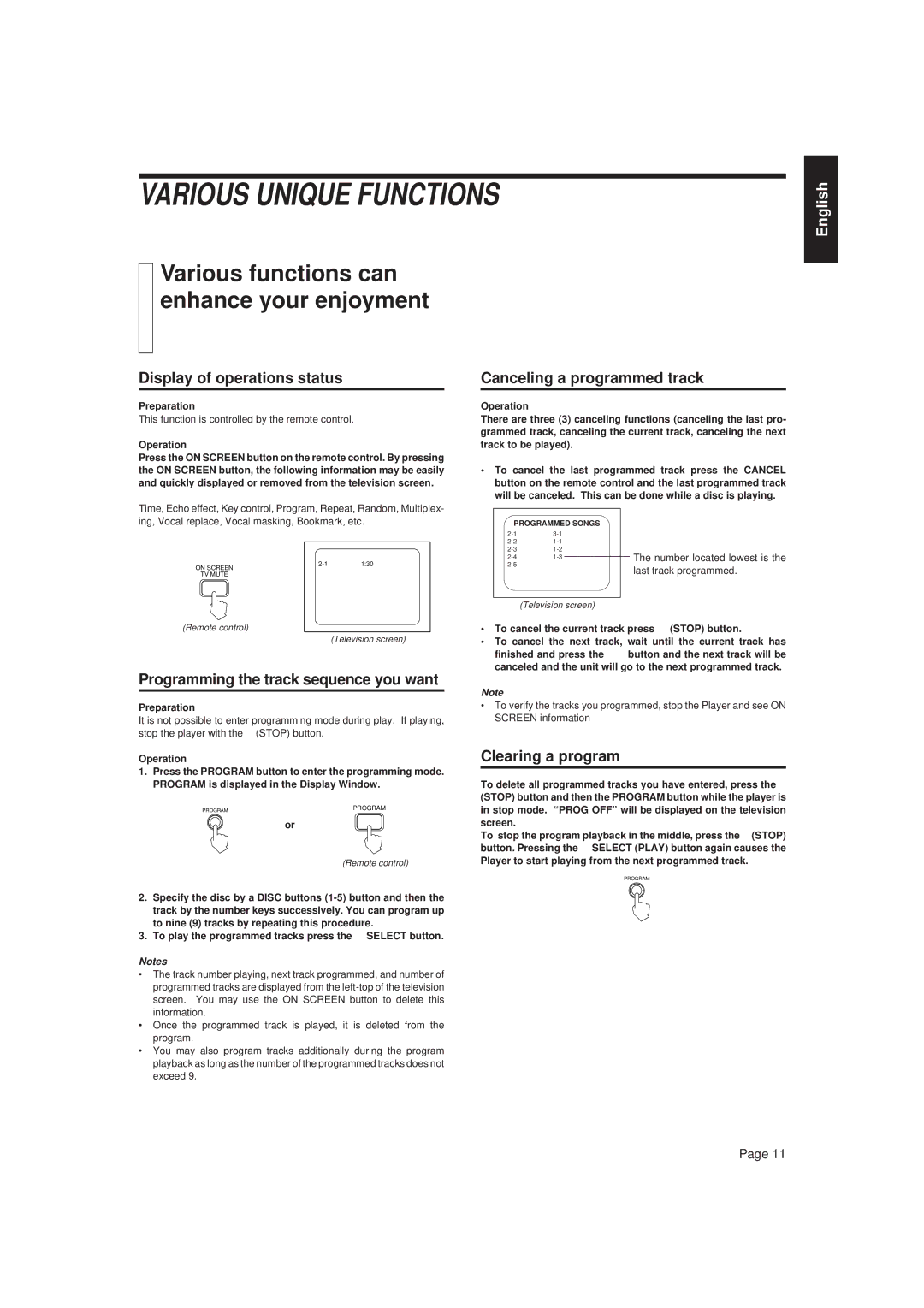 JVC XL-FV323TN manual Various Unique Functions, Various functions can enhance your enjoyment 