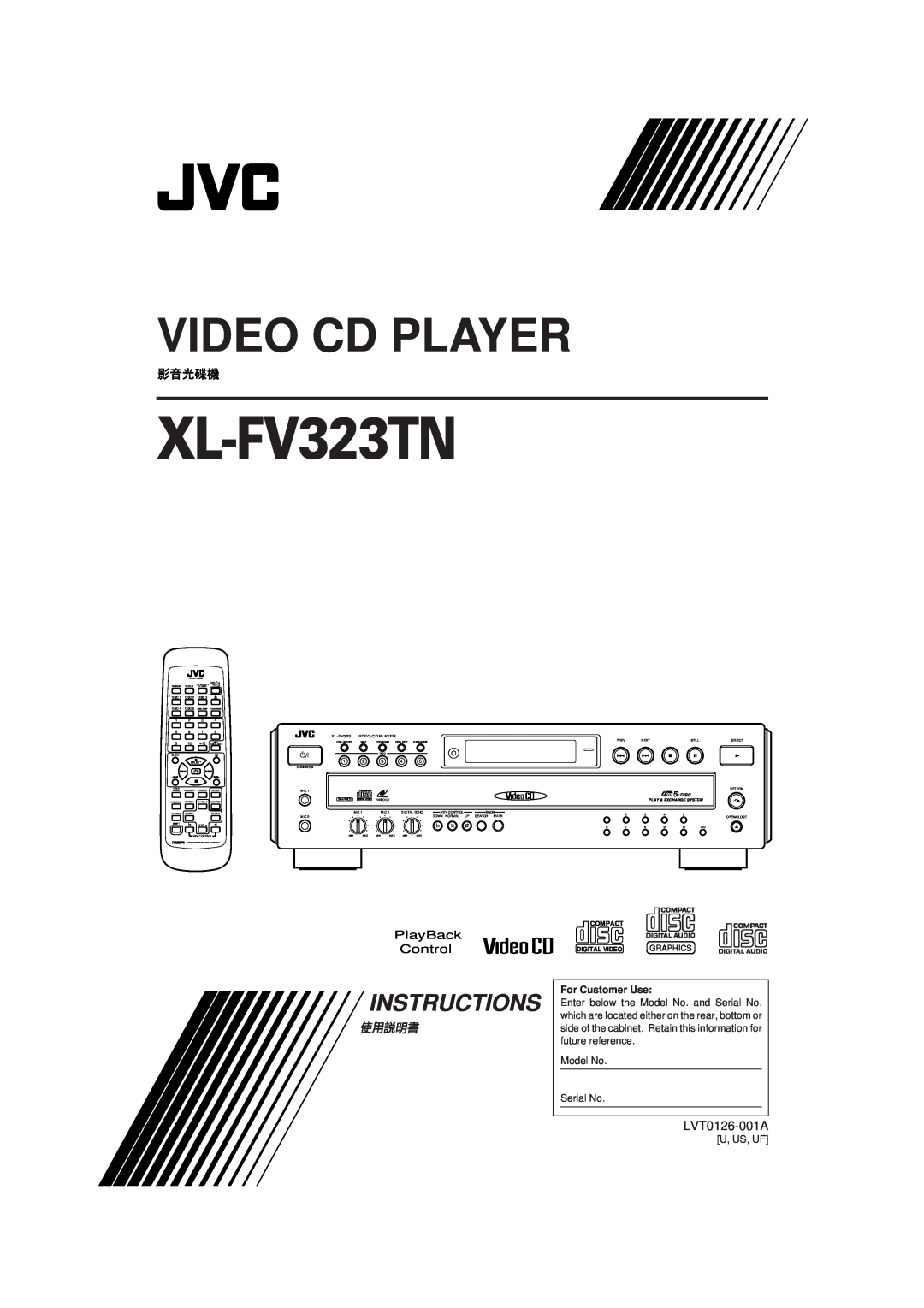 JVC XL-FV323TN manual LVT0126-001A, Video Cd Player, Instructions, Graphics, Digital Video, Compact, Disc 