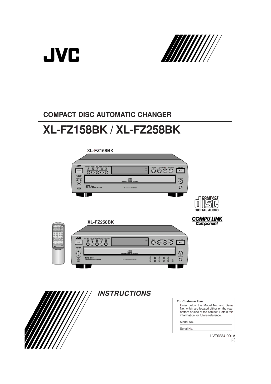 JVC manual XL-FZ158BK / XL-FZ258BK, For Customer Use 