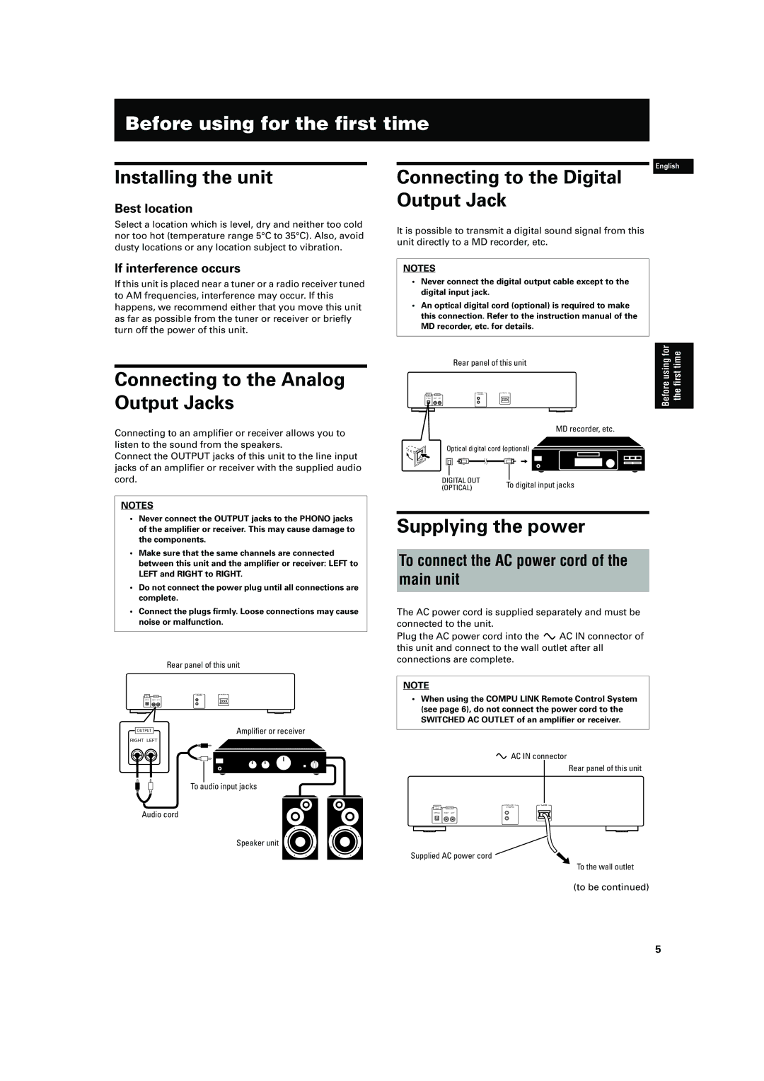 JVC XL-FZ700 manual Digital Compu Link Output Synchro OUT Optical Right Left 