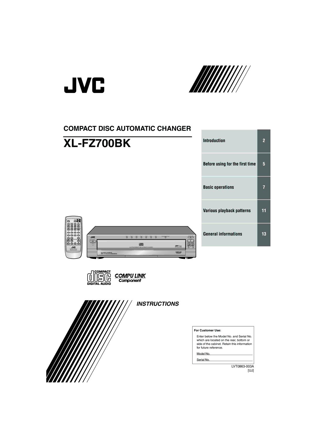 JVC XL-FZ700BK manual 