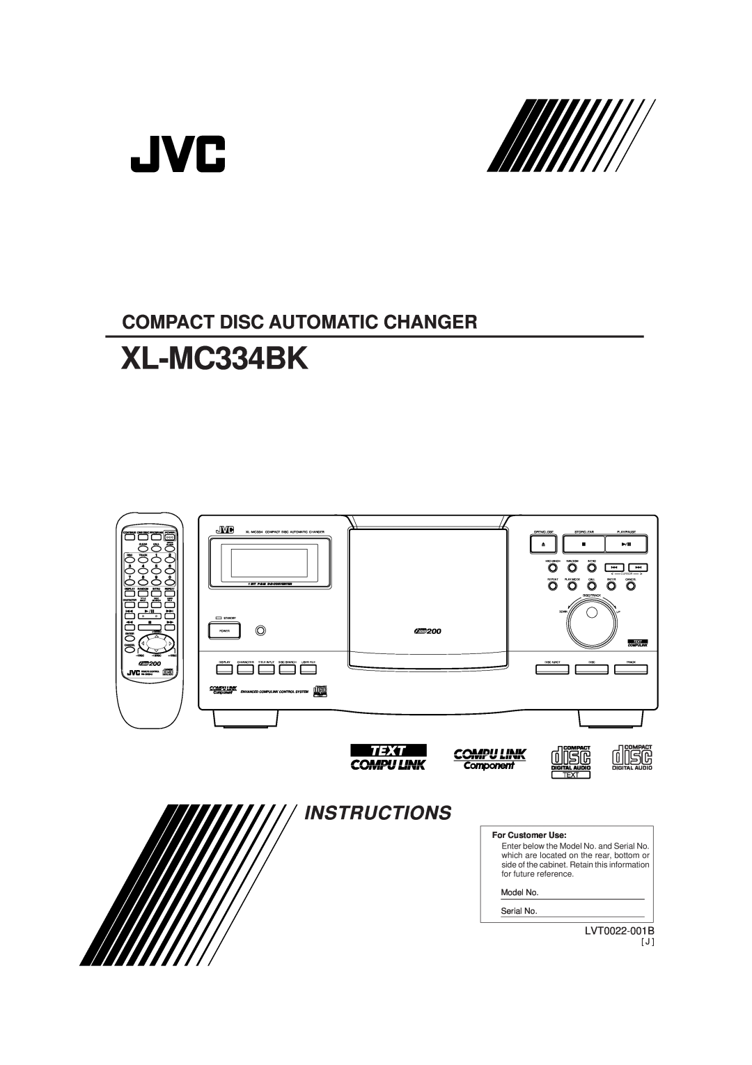 JVC XL-MC334BK manual LVT0022-001B, Compact Disc Automatic Changer, Instructions, For Customer Use 