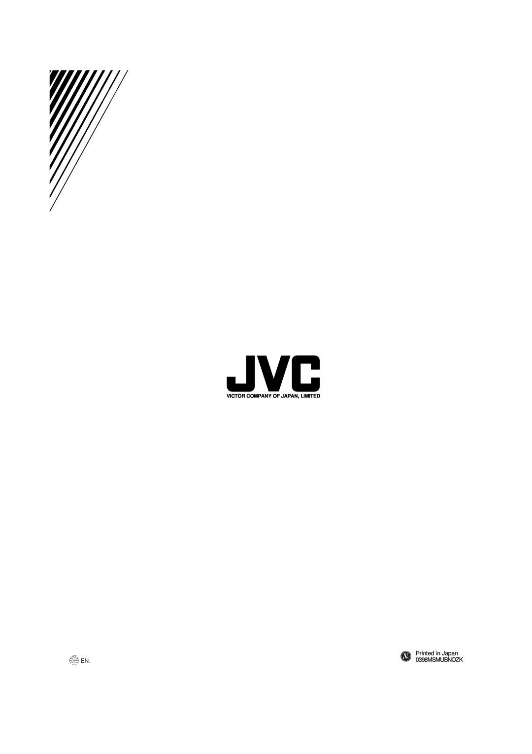 JVC XL-MC334BK manual Victor Company Of Japan, Limited, 0398MSMUBNOZK 