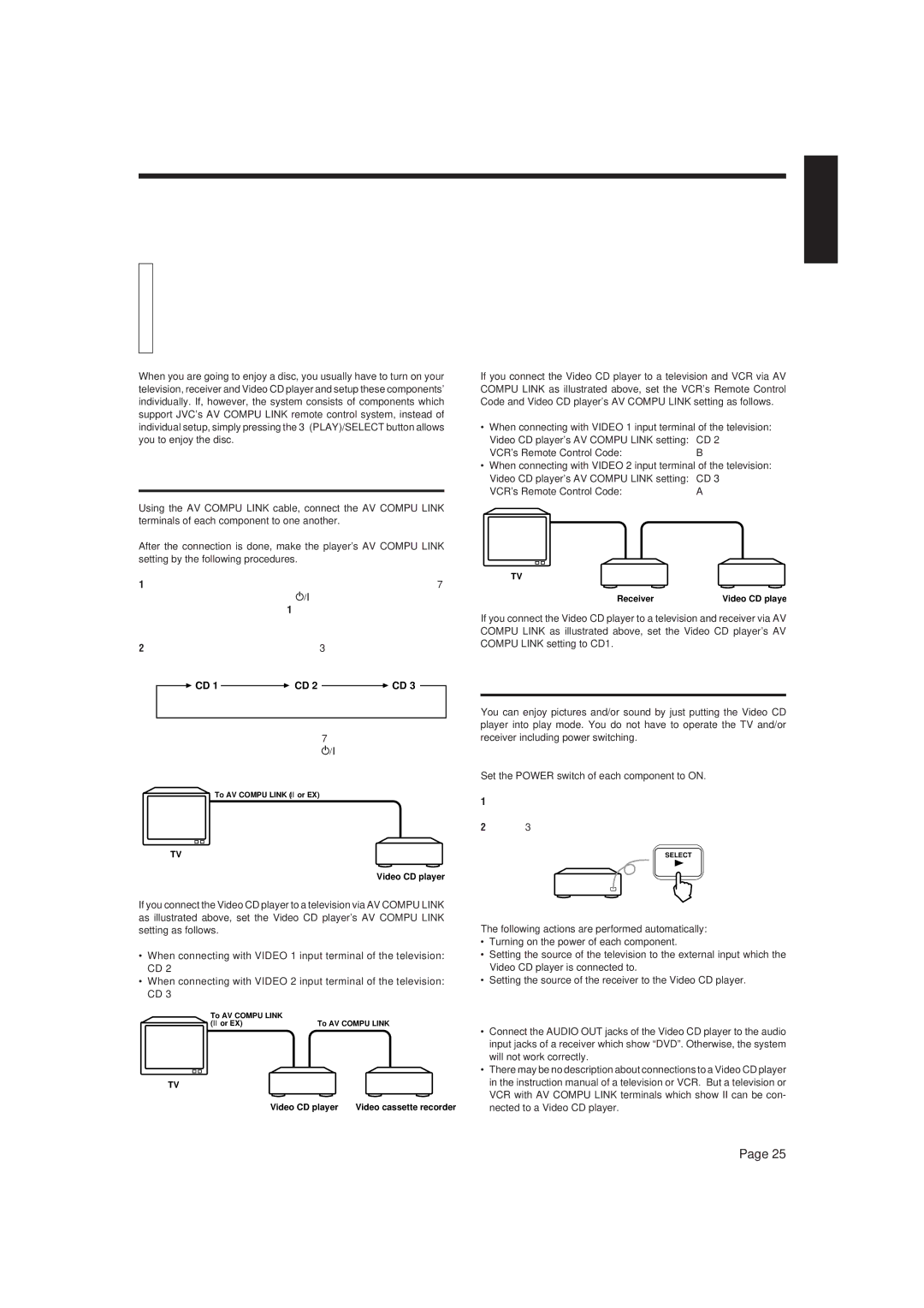 JVC XL-MV7000GD AV Compu Link Remote Control System, AV Compu Link remote control system, Connection and setup, Operation 