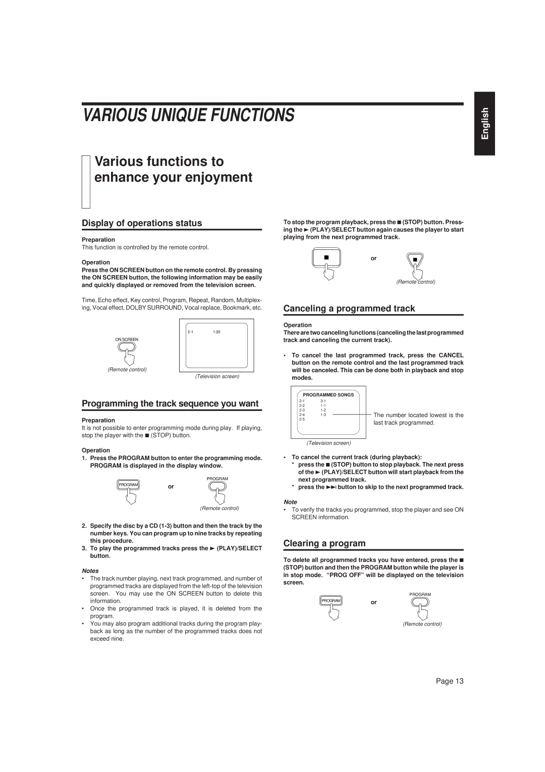 JVC XL-MV757TN, XL-MV777GD manual Various Unique Functions, Various functions to enhance your enjoyment 