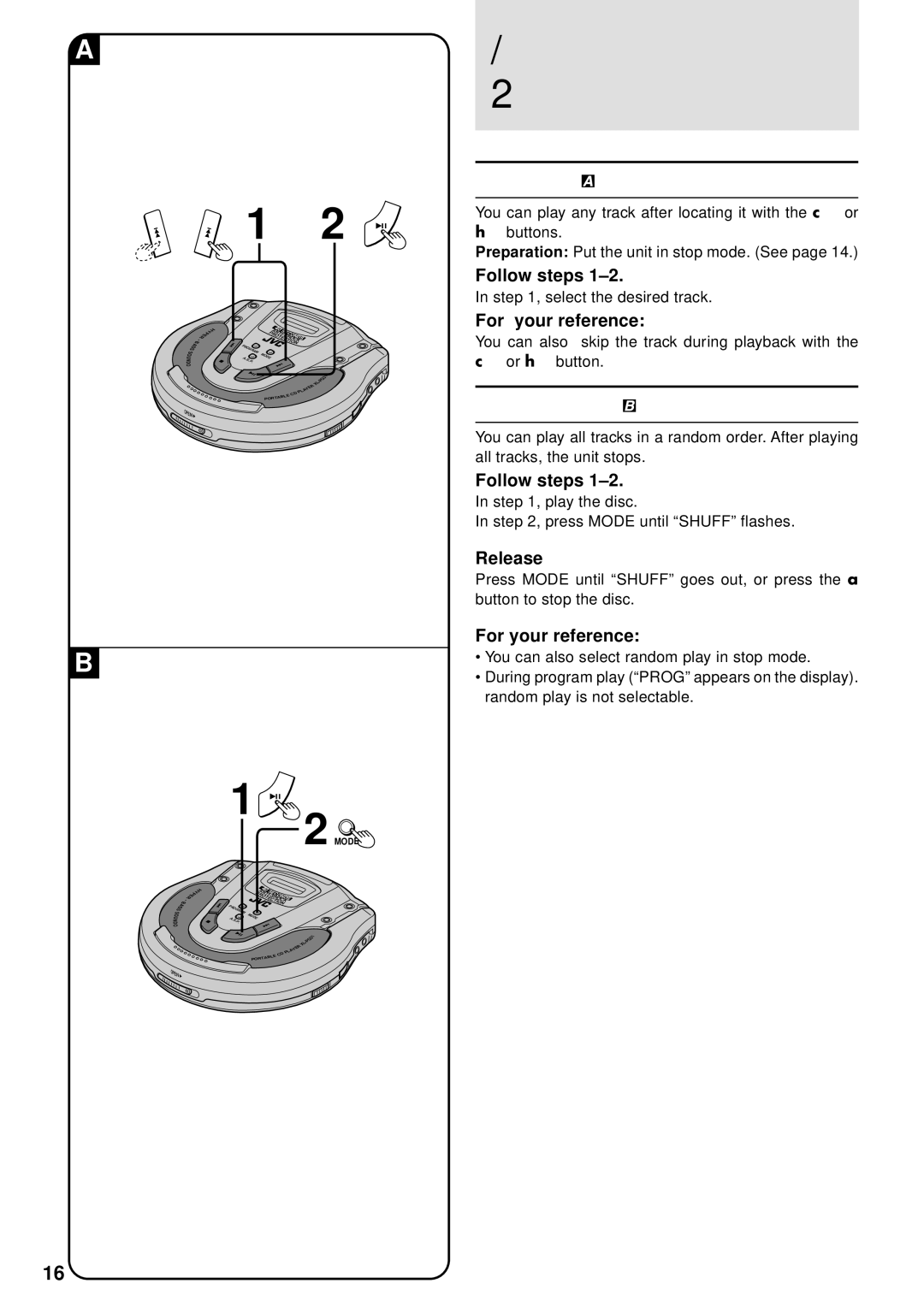 JVC XL-PG51, XL-PG31, XL-PV310 operating instructions Other Play Methods, Skip play, Random play, Follow steps, Release 