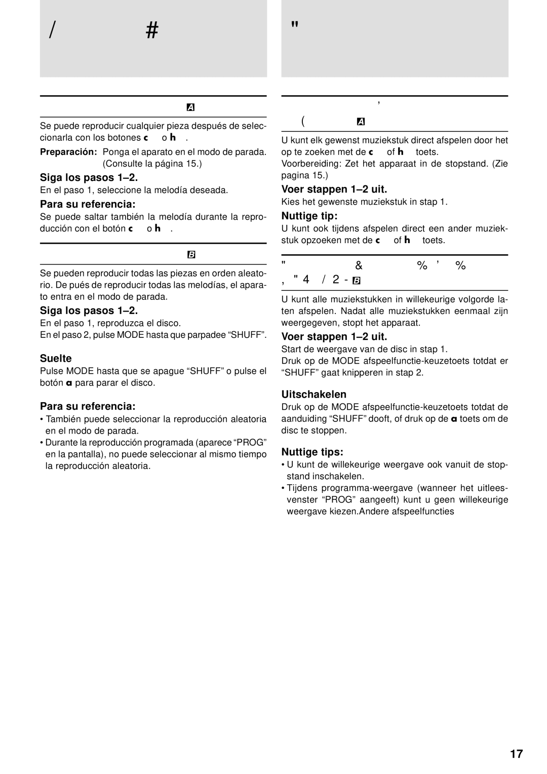 JVC XL-PV310, XL-PG31, XL-PG51 operating instructions Otros métodos de reproducción, Andere afspeelfuncties 