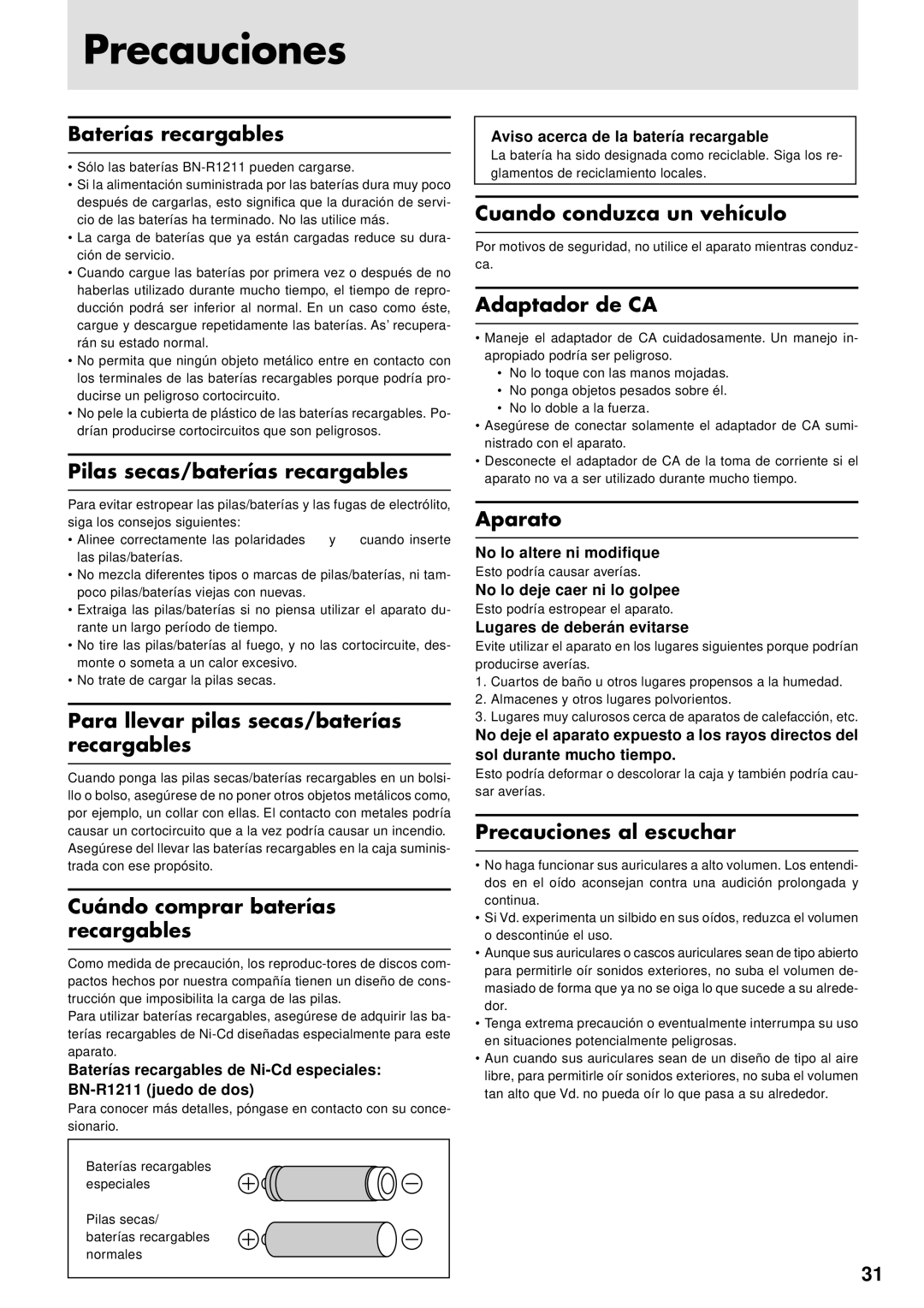 JVC XL-PG51, XL-PG31, XL-PV310 operating instructions Precauciones 