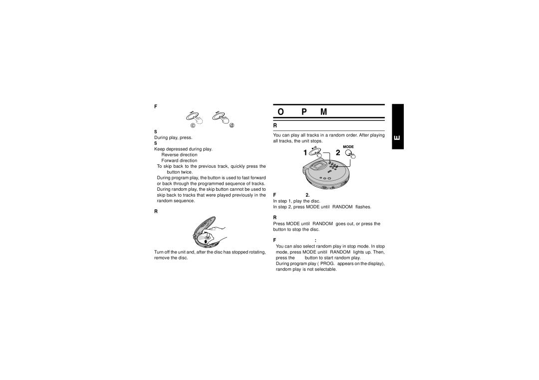 JVC XL-PG38BP operating instructions Other Play Methods, Random play 