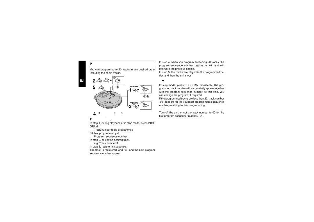 JVC XL-PG38BP Program play, To confirm the programmed tracks, To delete the entire programmed sequence 