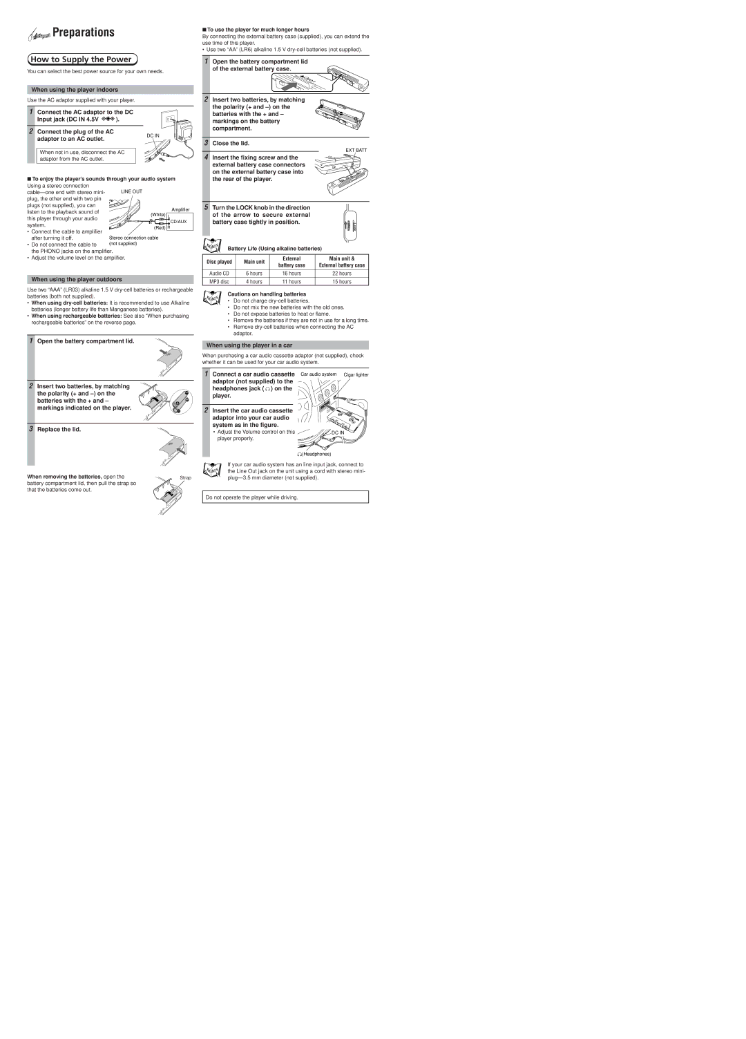 JVC XL-PM1 instruction manual Preparations, How to Supply the Power 