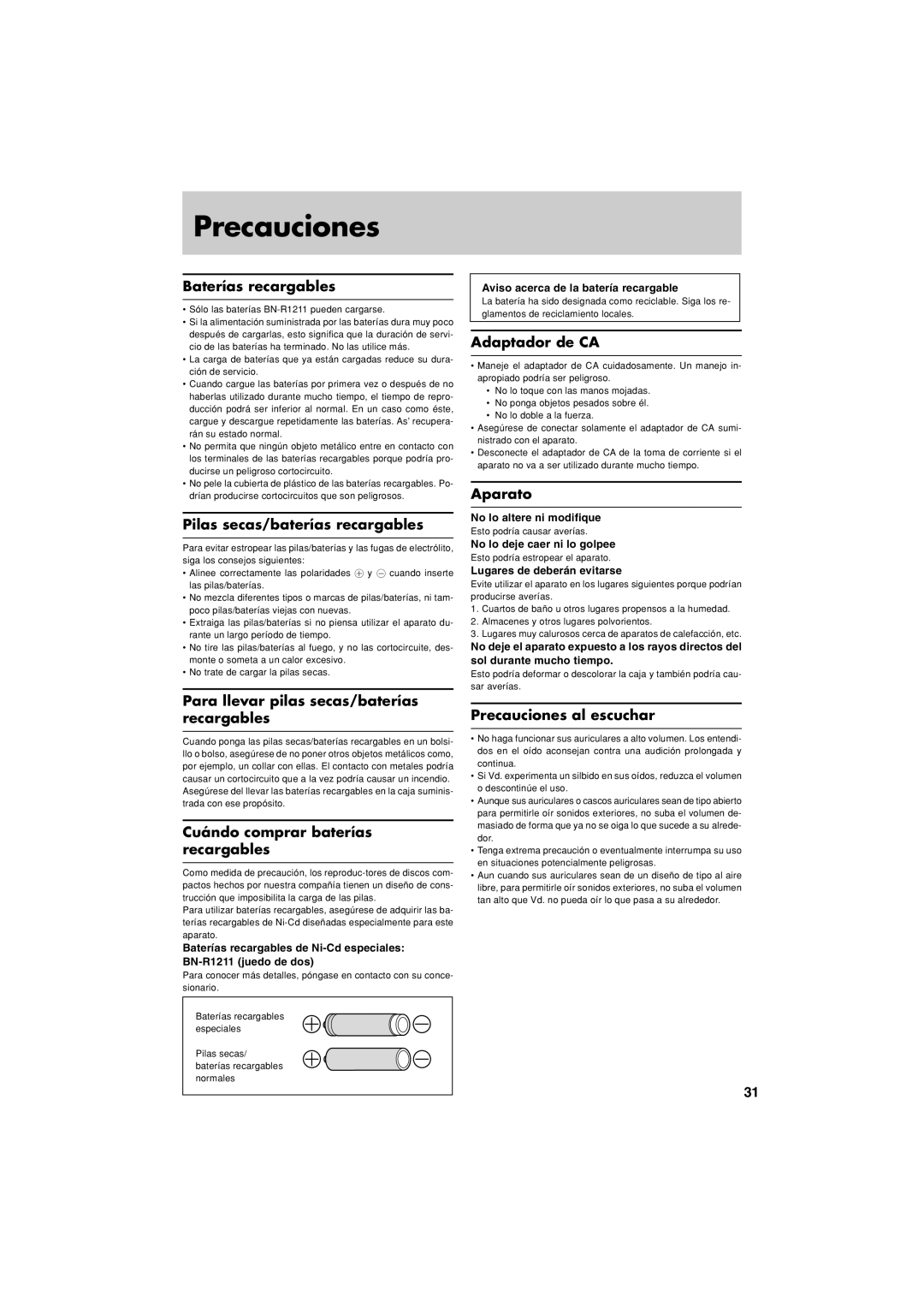 JVC XL-PM20SL manual Precauciones 