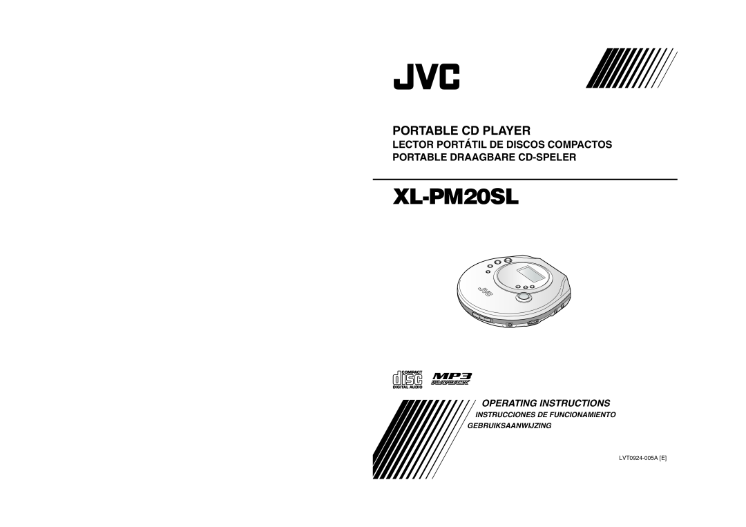 JVC XL-PM20SL manual LVT0924-005AE, Portable Cd Player, Operating Instructions, Instrucciones De Funcionamiento 