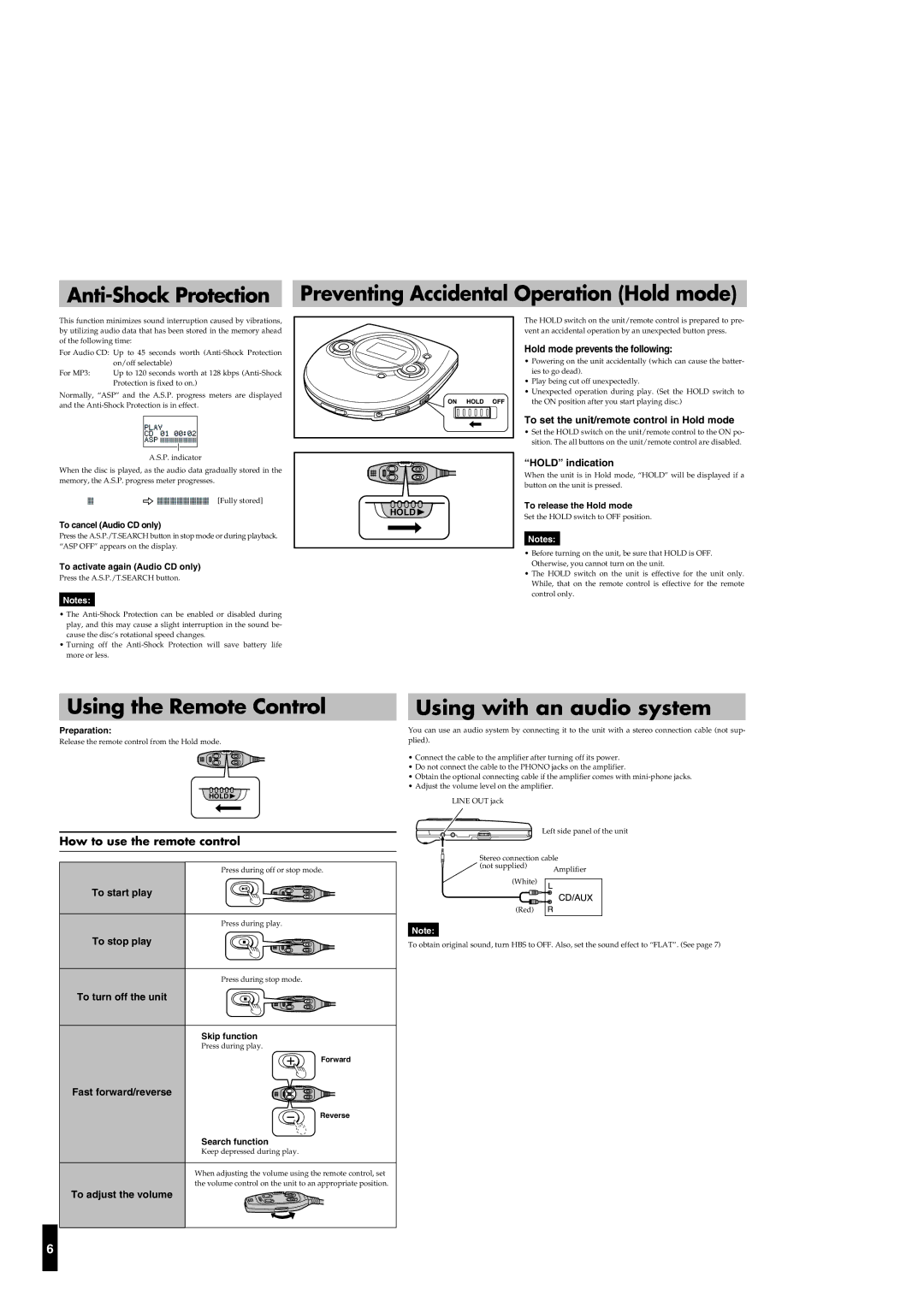 JVC XL-PM25SL user service Using the Remote Control, Using with an audio system, How to use the remote control 