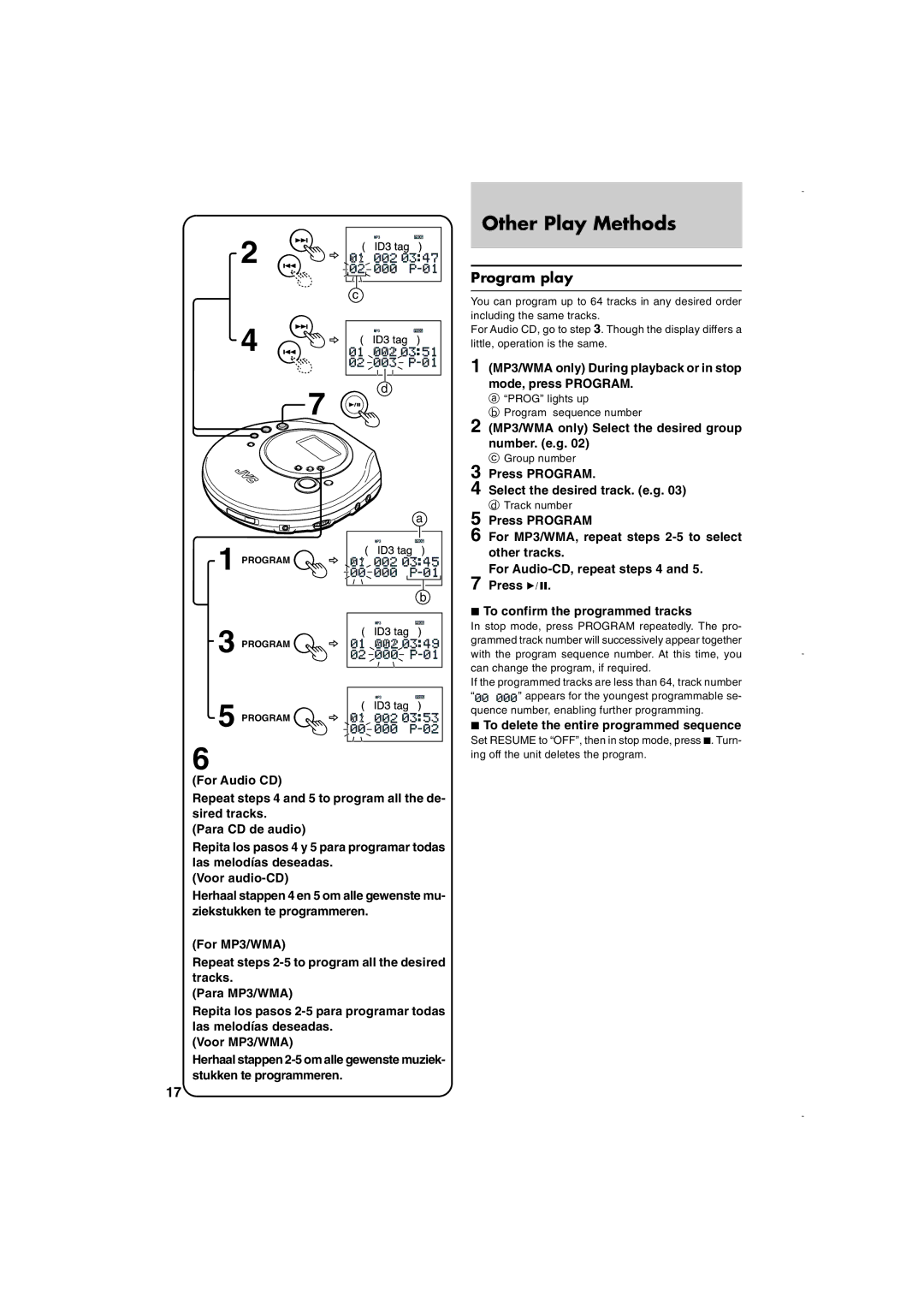 JVC XL-PM30SL operating instructions Other Play Methods, Program play 