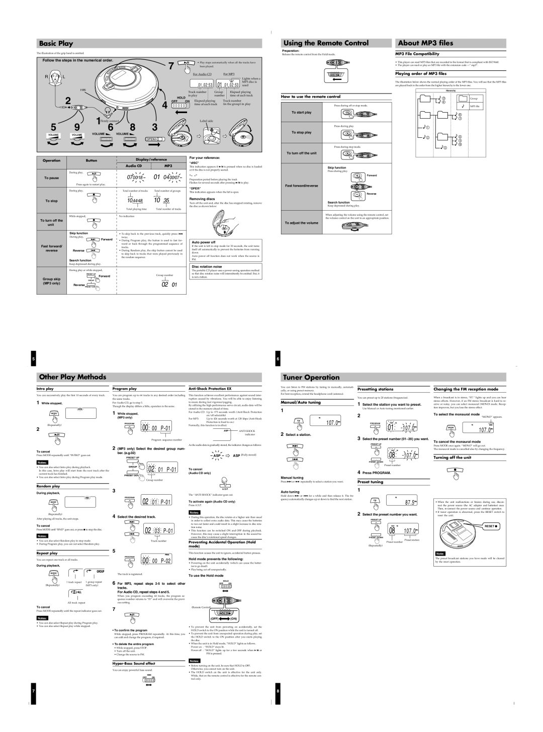 JVC XL-PR2B specifications Using the Remote Control About MP3 files, MP3 File Compatibility, Playing order of MP3 files 