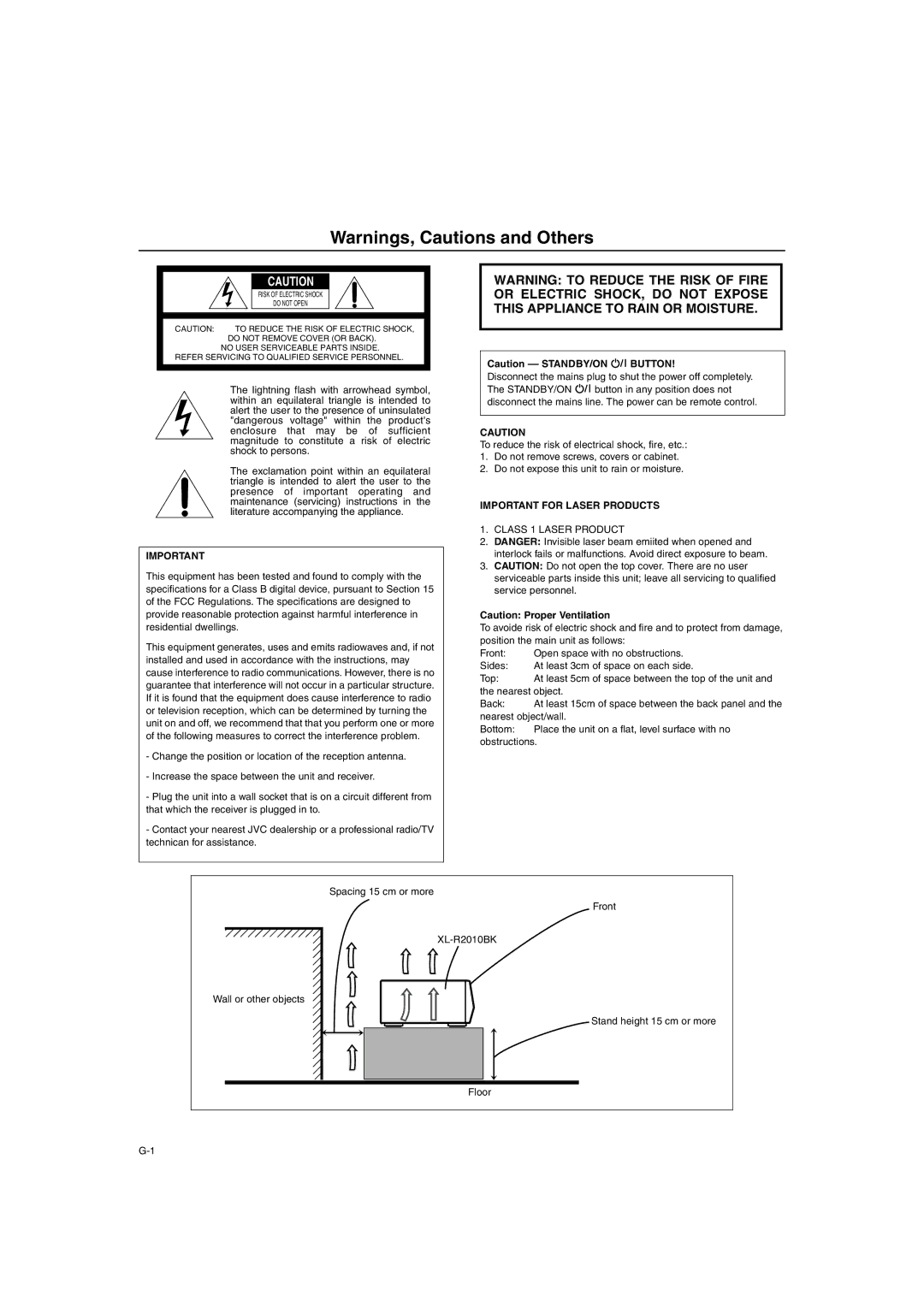 JVC XL-R2010BK manual Or Electric SHOCK, do not Expose 