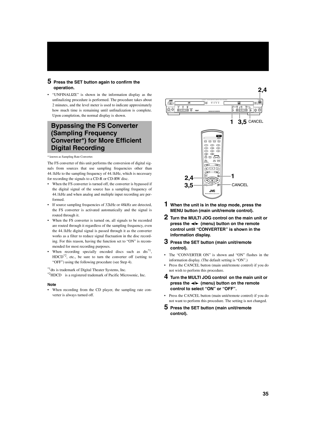 JVC XL-R2010BK manual Press the SET button again to confirm the operation 