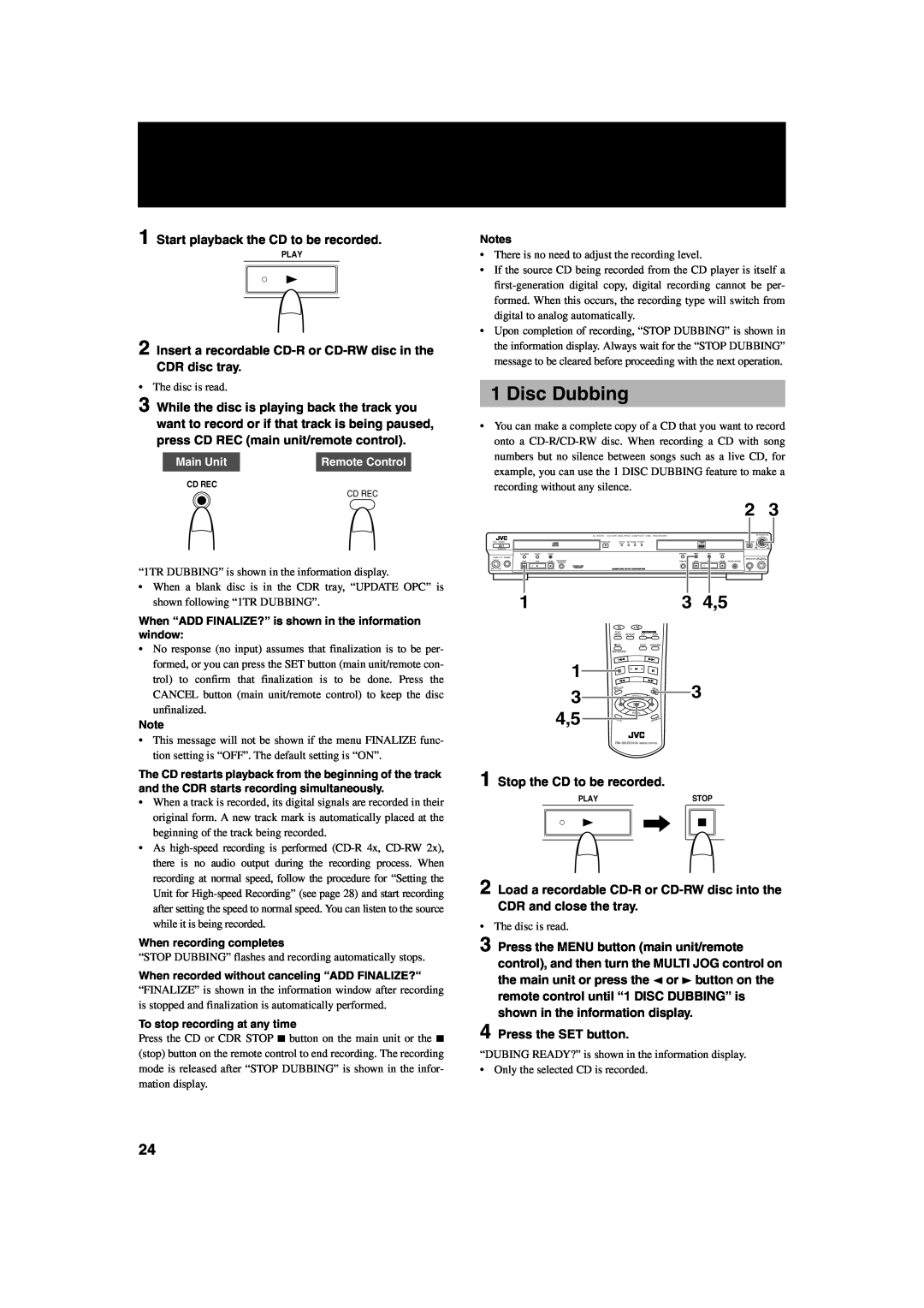 JVC XL-R2010BK manual 1Disc Dubbing 