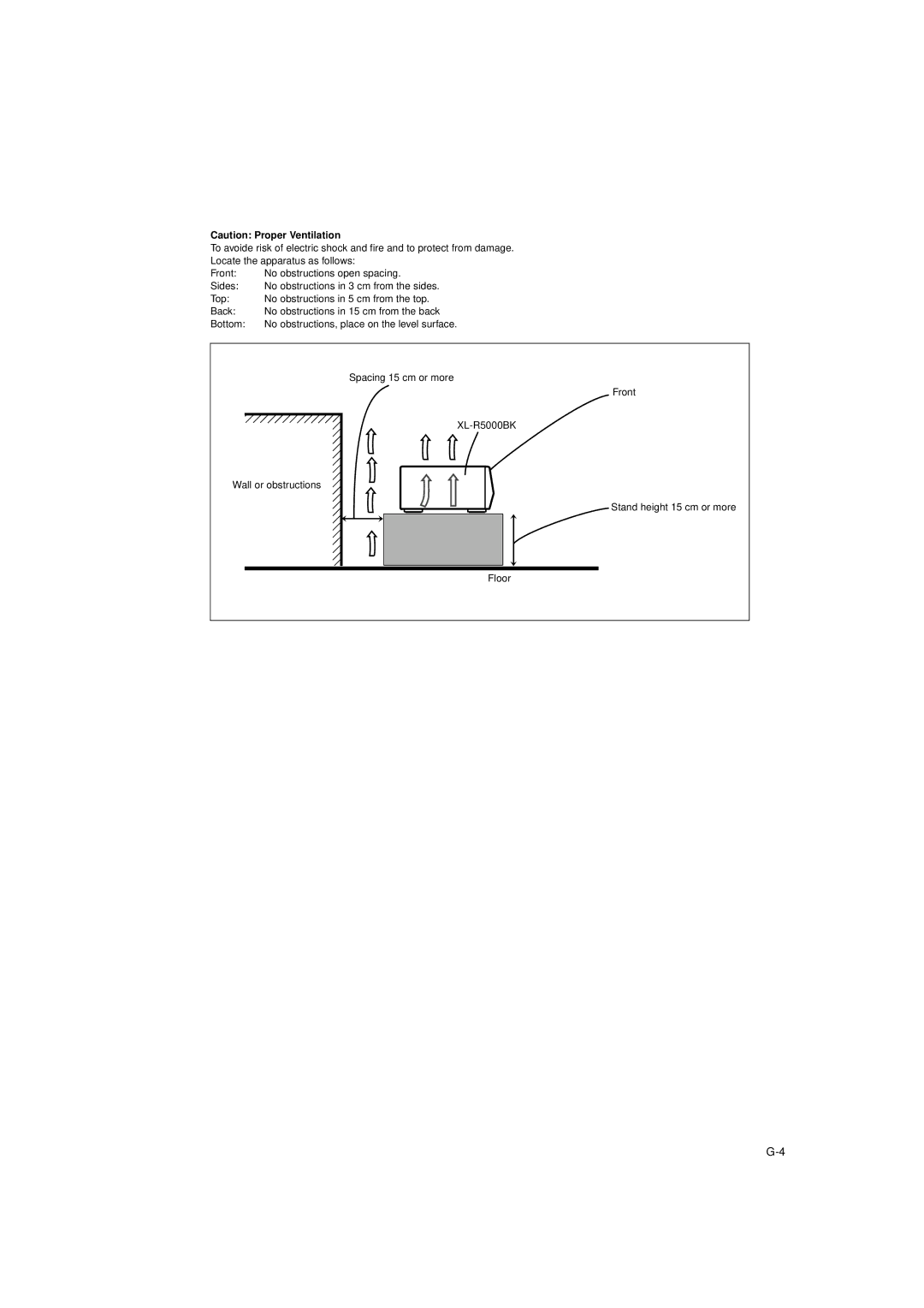 JVC XL-R5000BK manual No obstructions, place on the level surface 