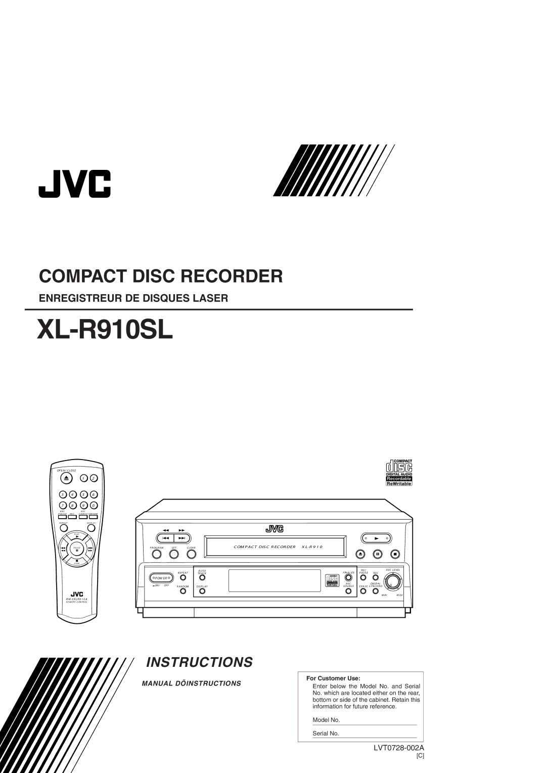 JVC XL-R910SL manual 