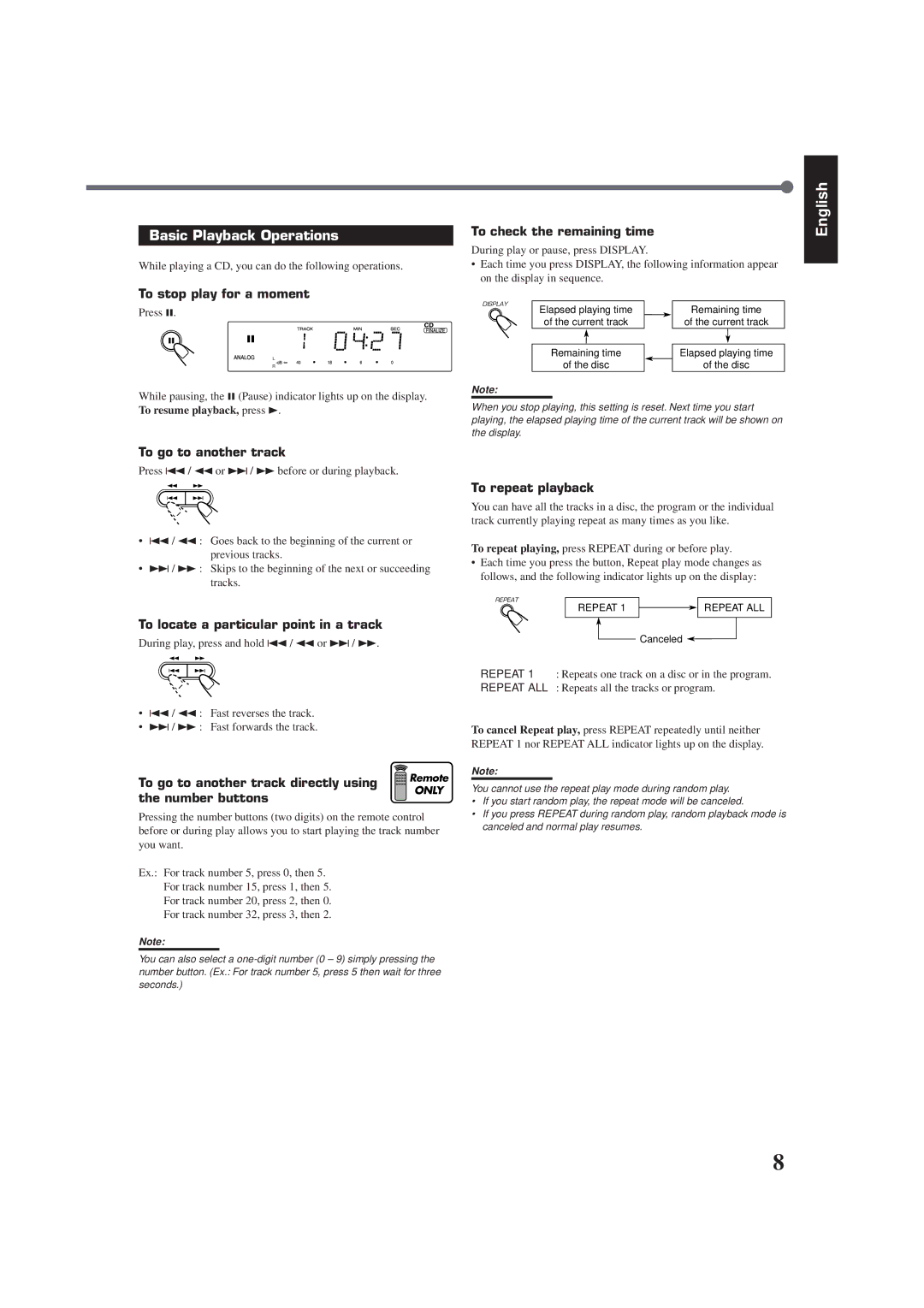 JVC XL-R910SL manual Basic Playback Operations 