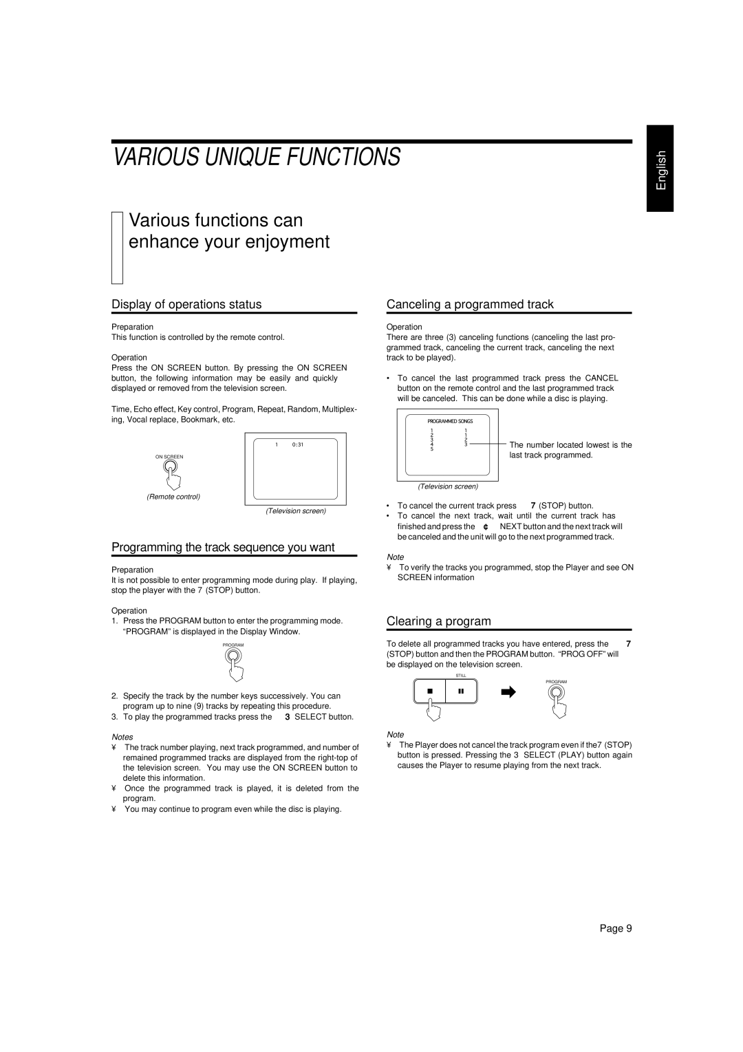 JVC LET0088-001A, XL-SV22BK manual Various Unique Functions, Various functions can enhance your enjoyment 