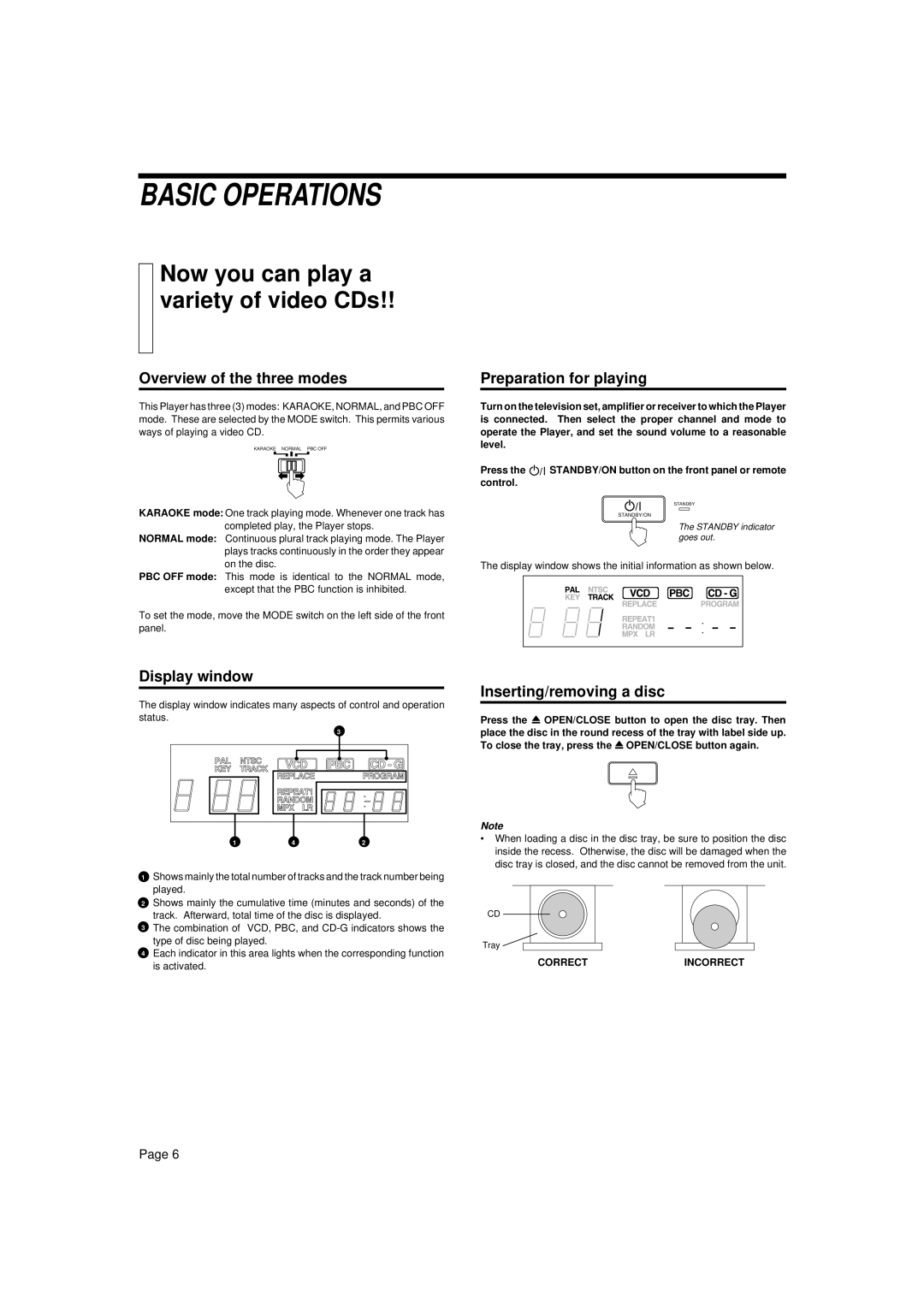 JVC XL-SV23GD manual Basic Operations, Now you can play a variety of video CDs 