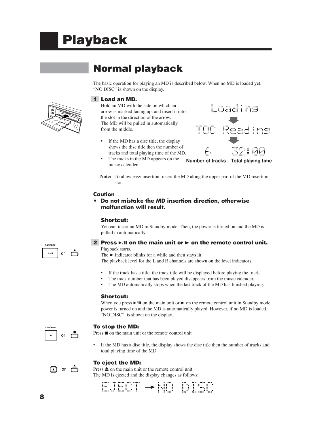 JVC XM-228BK manual Playback, Normal playback 