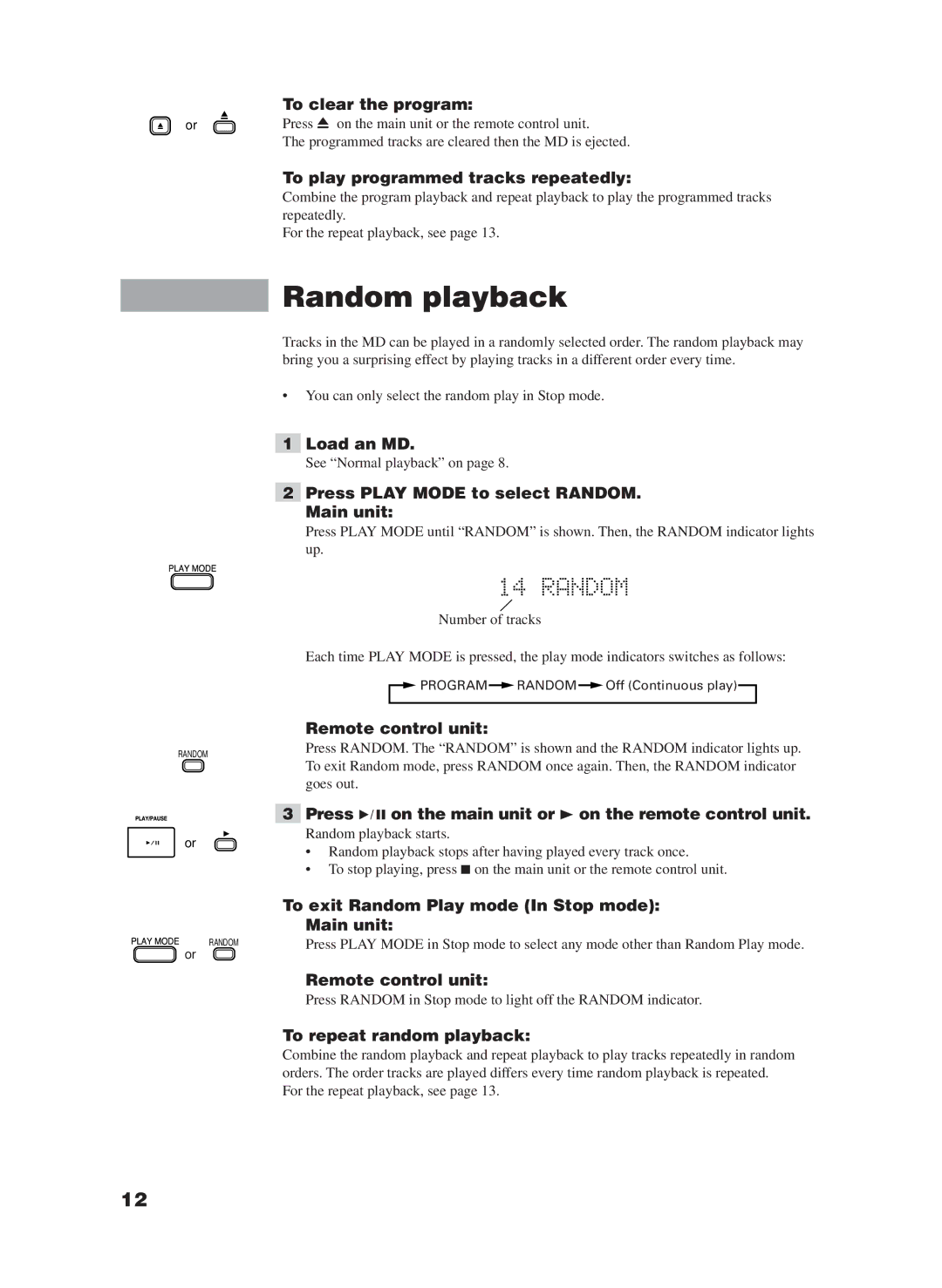 JVC XM-228BK manual Random playback 