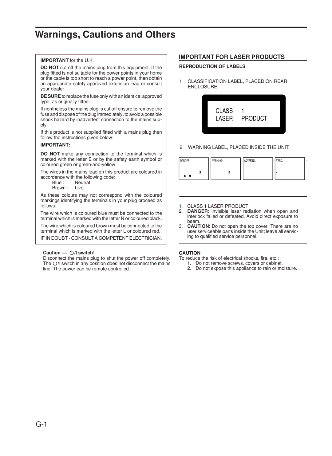 JVC XM-228BK manual Class Laser Product 