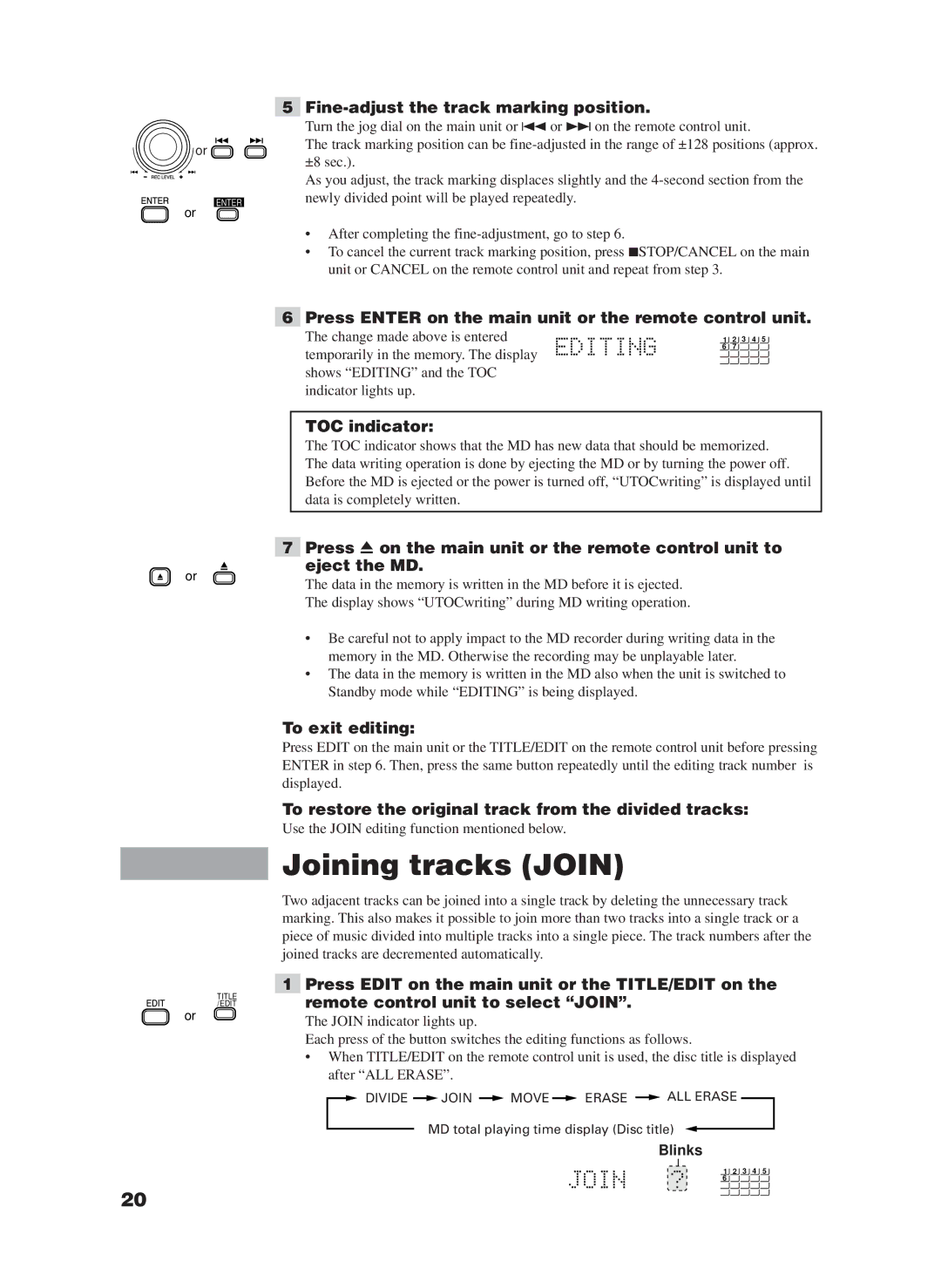 JVC XM-228BK manual Joining tracks Join 