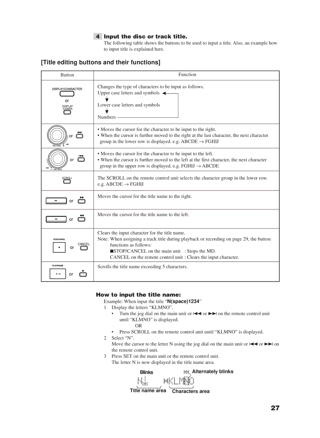 JVC XM-228BK manual Input the disc or track title, How to input the title name 